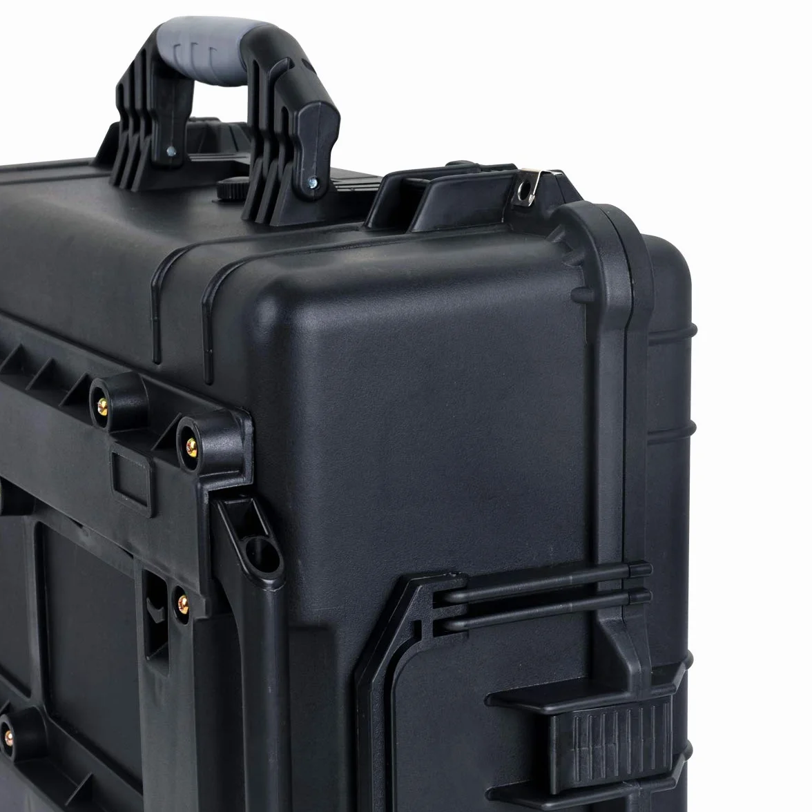MEIJIA Custodia rigida impermeabile per tutte le stagioni con maniglia retrattile e ruote girevoli, inserto in schiuma personalizzabile, adatta per fotocamera, droni, attrezzature, elegante nero