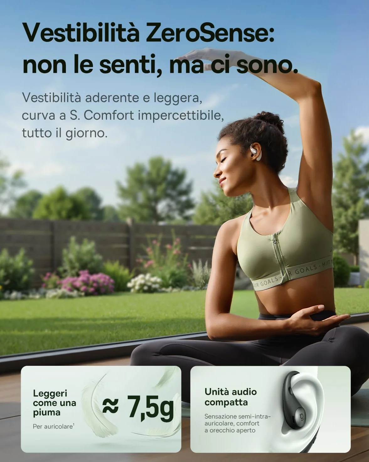 Baseus Eli Sport2 Open Ear Cuffie, Cuffie Sportive Open Ear con Curva di Comfort a S, 45H di Autonomia, SuperBass 2.0, IPX7, Bluetooth 6.0, Chiamate Chiare con 4 Microfoni AI