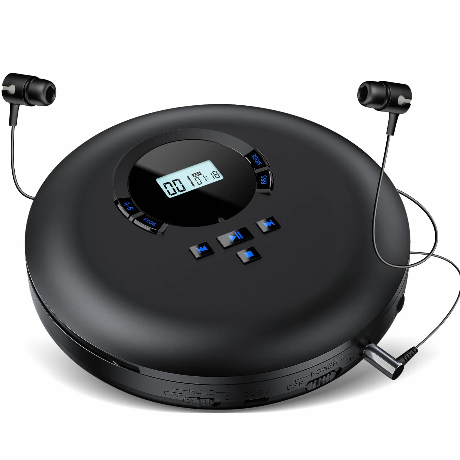 Gueray Lettore CD Portatile Hifi con display stereo cd Lettore CD con cuffie Supporto PROG ASP Funzione di memoria Funzione di ripetizione A-B Effetto BASSO