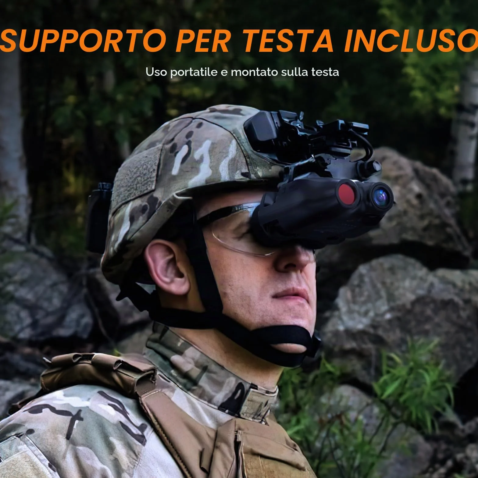 Visori notturni a testa per adulti. Binocolo digitale IR ricaricabile, portata 984 ft, zoom 5X. Mani libere con scheda 16GB TF. Foto/video,Fascia testa regolabile