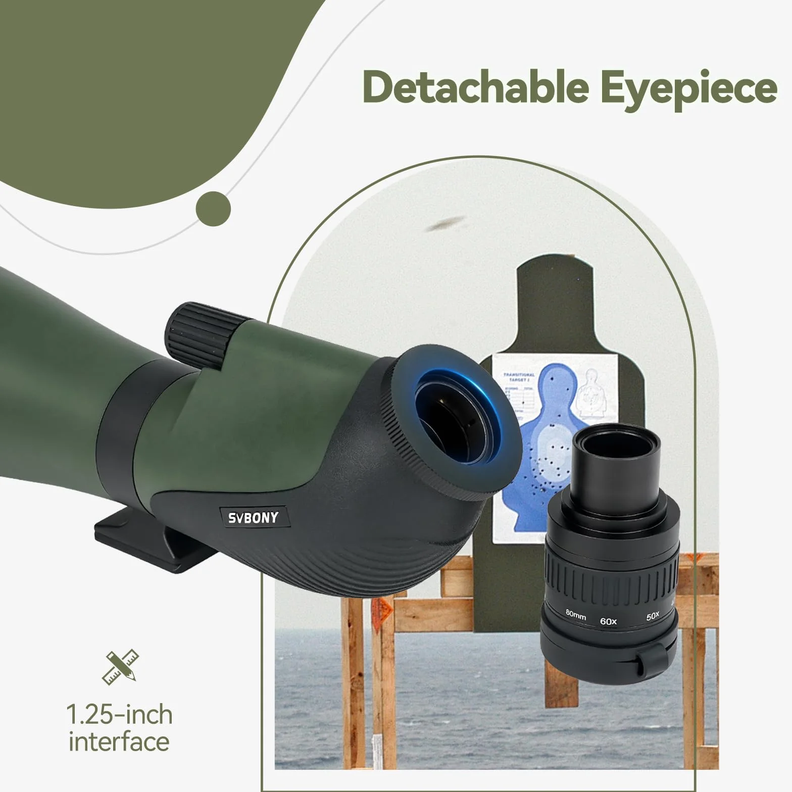 Svbony SA412 20-60x80 Spotting Scopes con WIFI Camera, HD Spotting Scope con Treppiede da Tavolo, Cannocchiale a Lungo Raggio, Cannocchiale Antiappannamento Impermeabile FMC per Tiro al Bersaglio