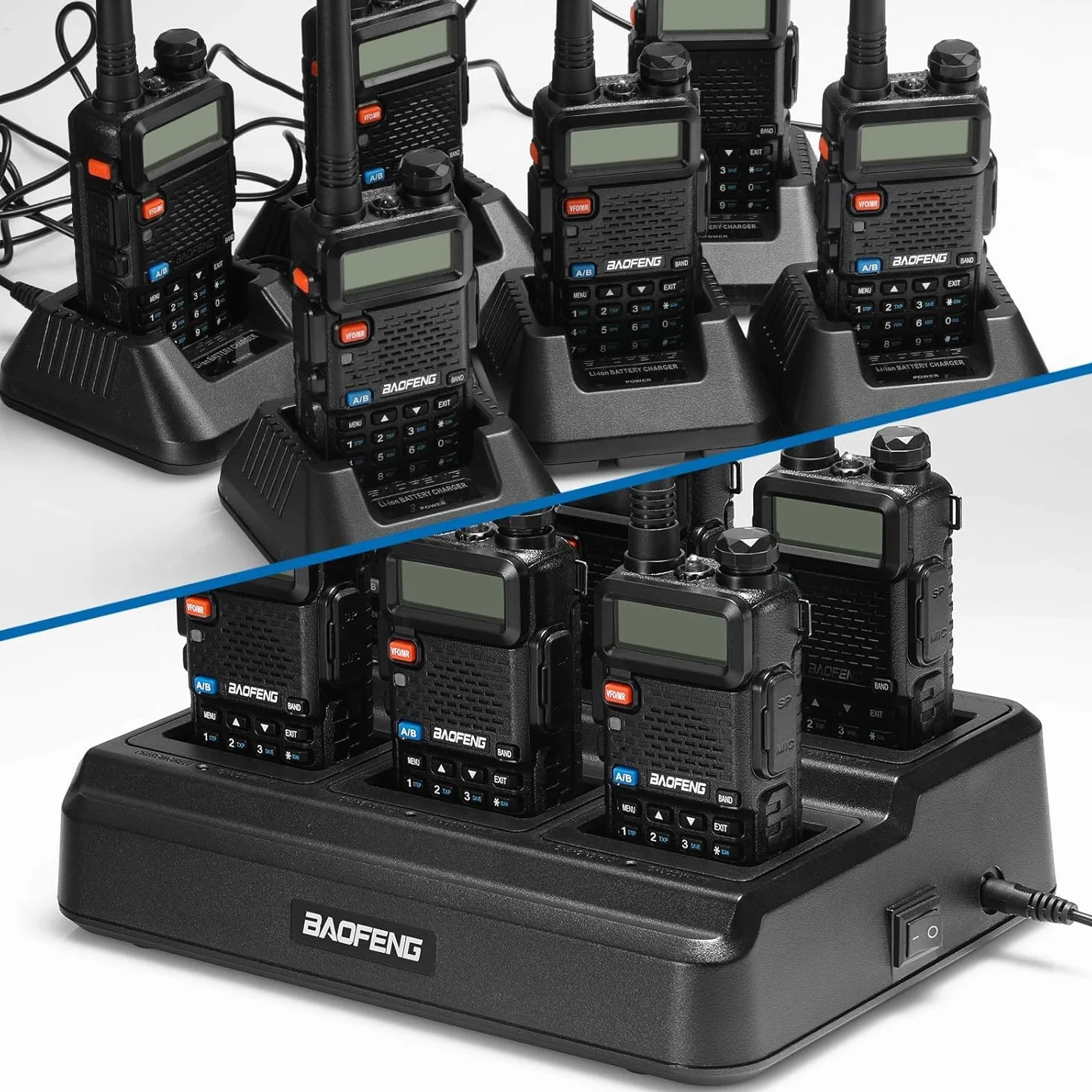 BAOFENG GT-5R UV-5R Ładowarka 6-kanałowa do walkie-talkie i akumulatorów
