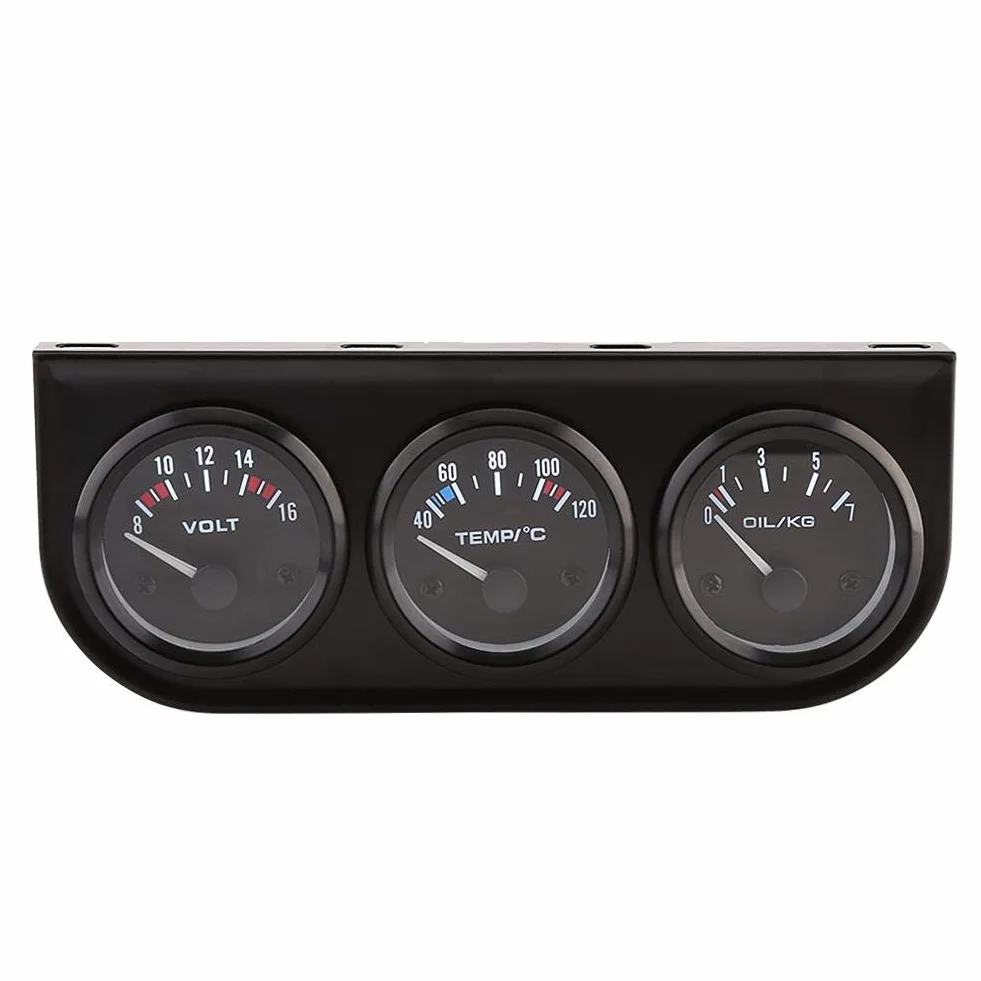 Triple Gauges 3 in 1 Voltmeter Indicatore temperatura acqua Sensore pressione olio Sensore 52mm Per camion auto