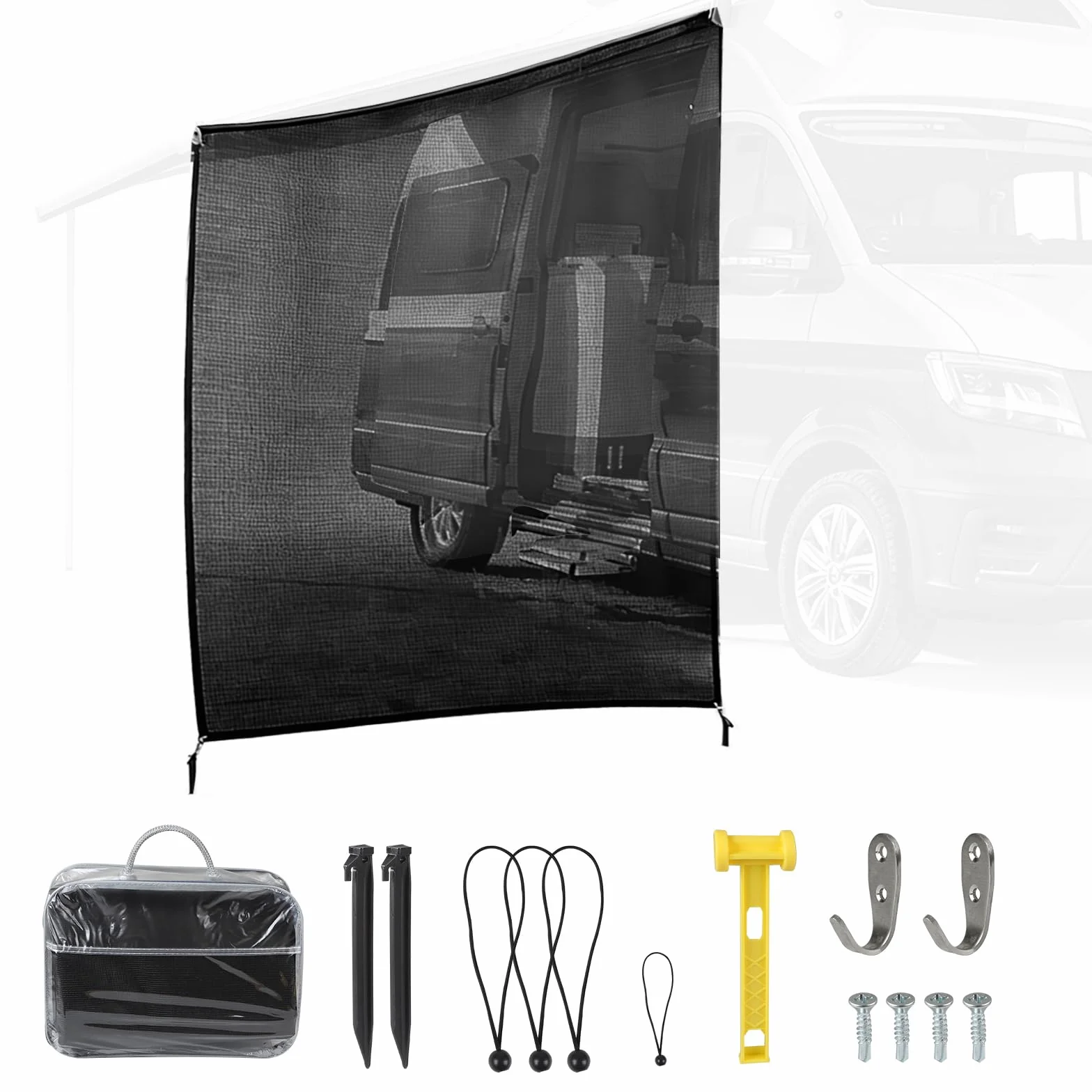 Tendalino Camper 2.1 x 2.5 m Impermeabile Resistente al Sole con Pareti e Accessori