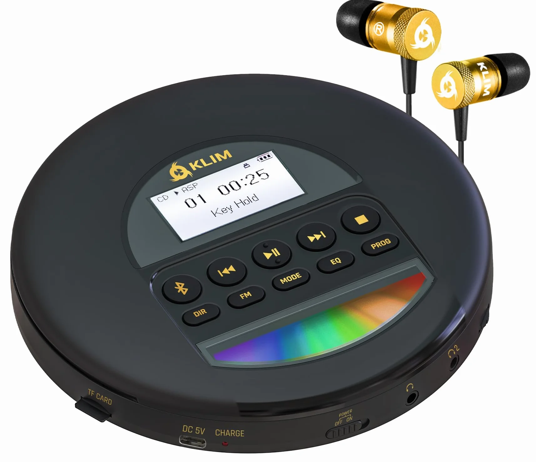 KLIM Nomad Lettore CD Portatile Bluetooth con Batteria Lunga Durata, SD, FM, Compatibile CD-R/RW MP3