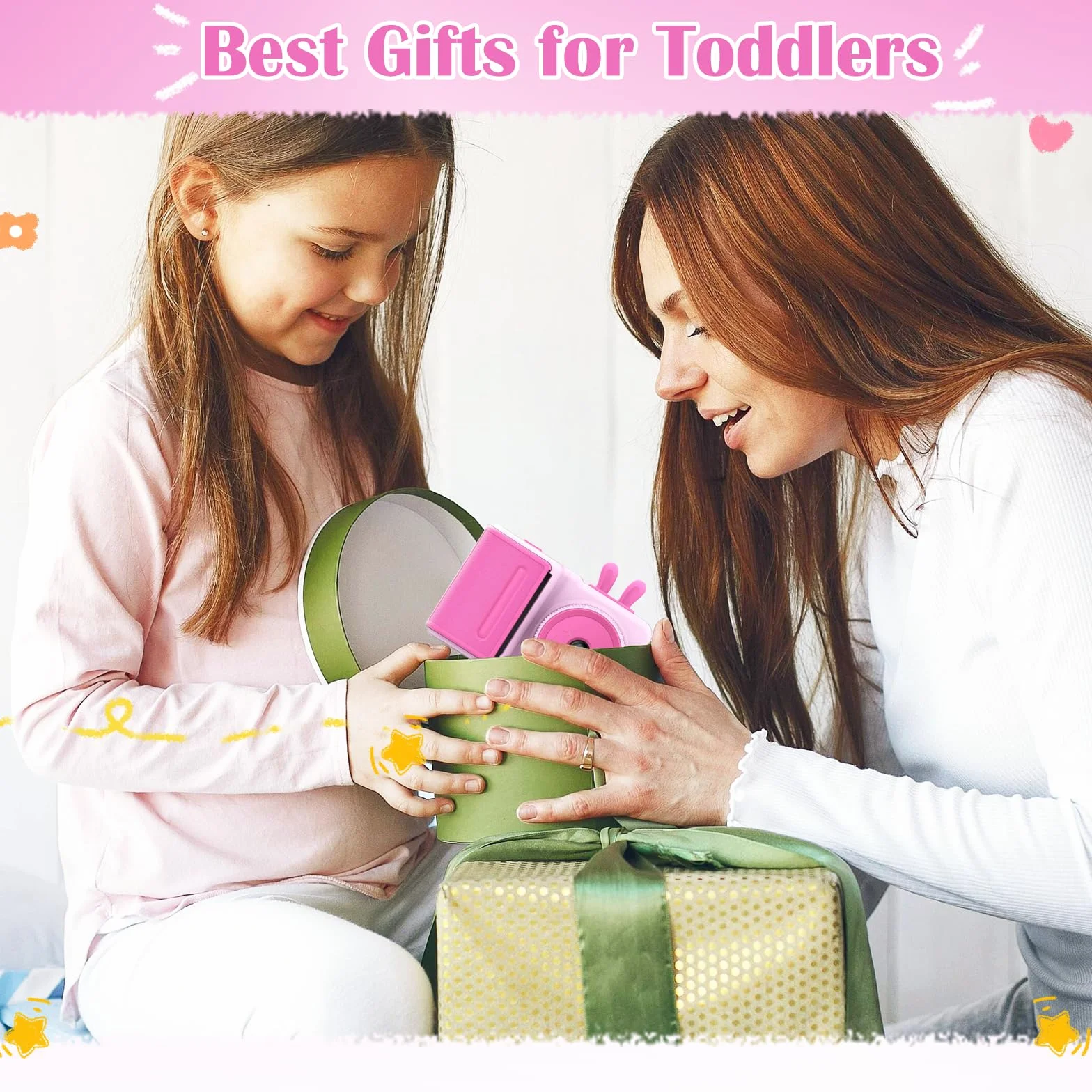 YINOCHE Fotocamera per bambini, stampa istantanea, fotocamera per bambini con foto stampabili, giocattoli per bambini dai 3 ai 14 anni, fotocamera digitale, regalo di compleanno per ragazze (rosa)