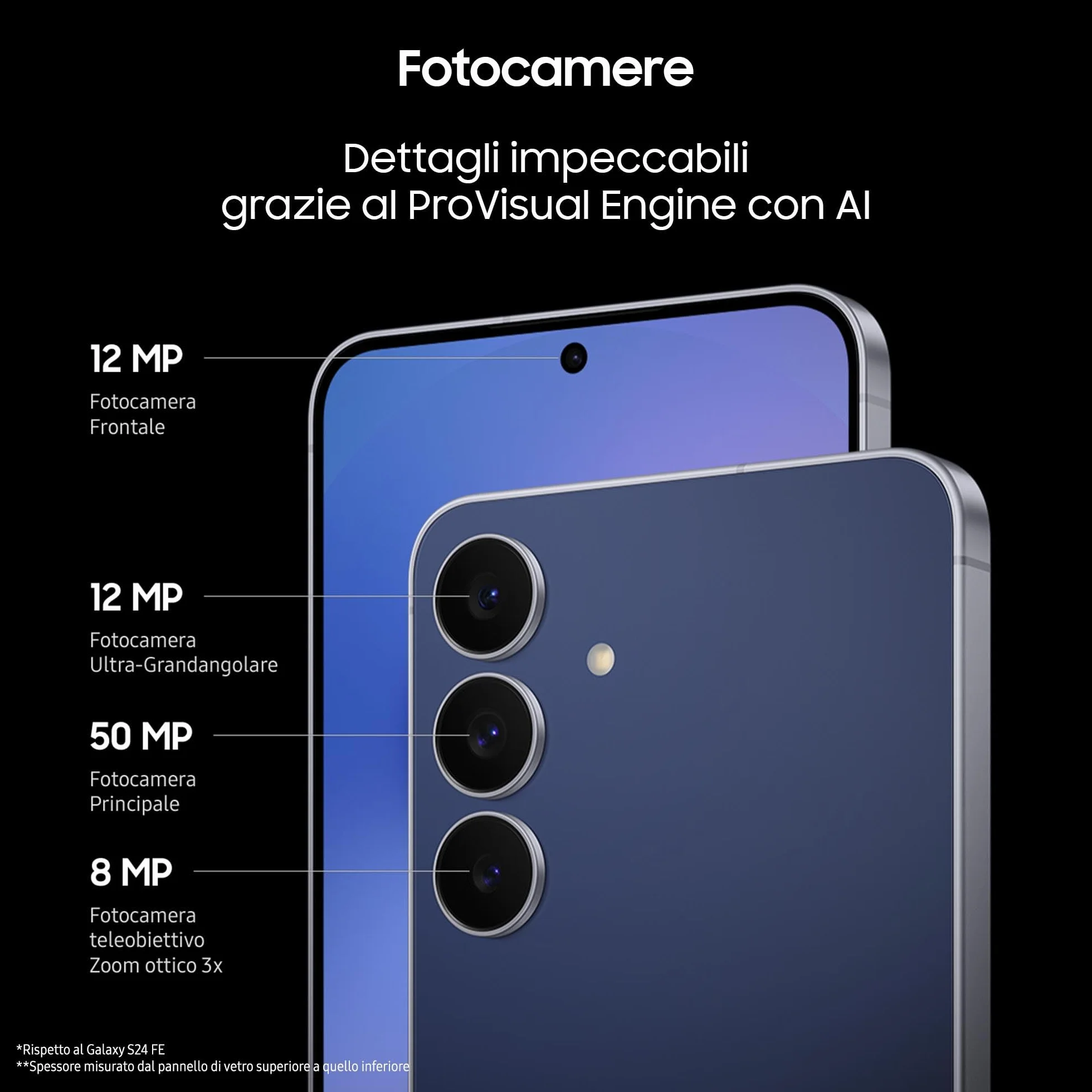 Samsung Galaxy S25 FE Smartphone AI, 3 anni di Garanzia del produttore, Display Dynamic AMOLED 2X 6.7'', Fotocamera 50MP, IP68, 8GB RAM, 256GB, Batteria a lunga durata, Jetblack [Versione Italiana]