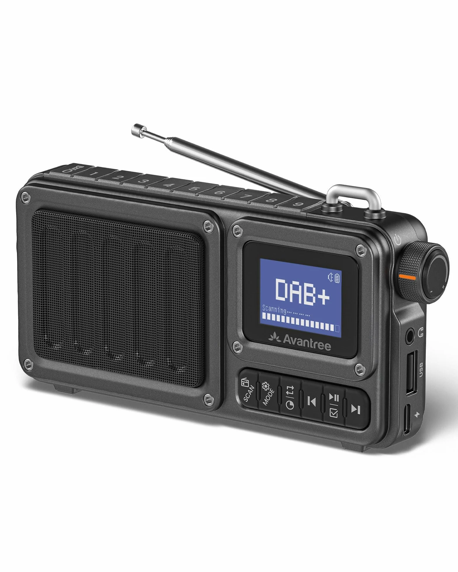 Avantree SP851 Radio Digitale Portatile DAB+/FM Bluetooth 6.0 Altoparlante Ricaricabile TF/USB Display LCD Scansione Automatica Torcia