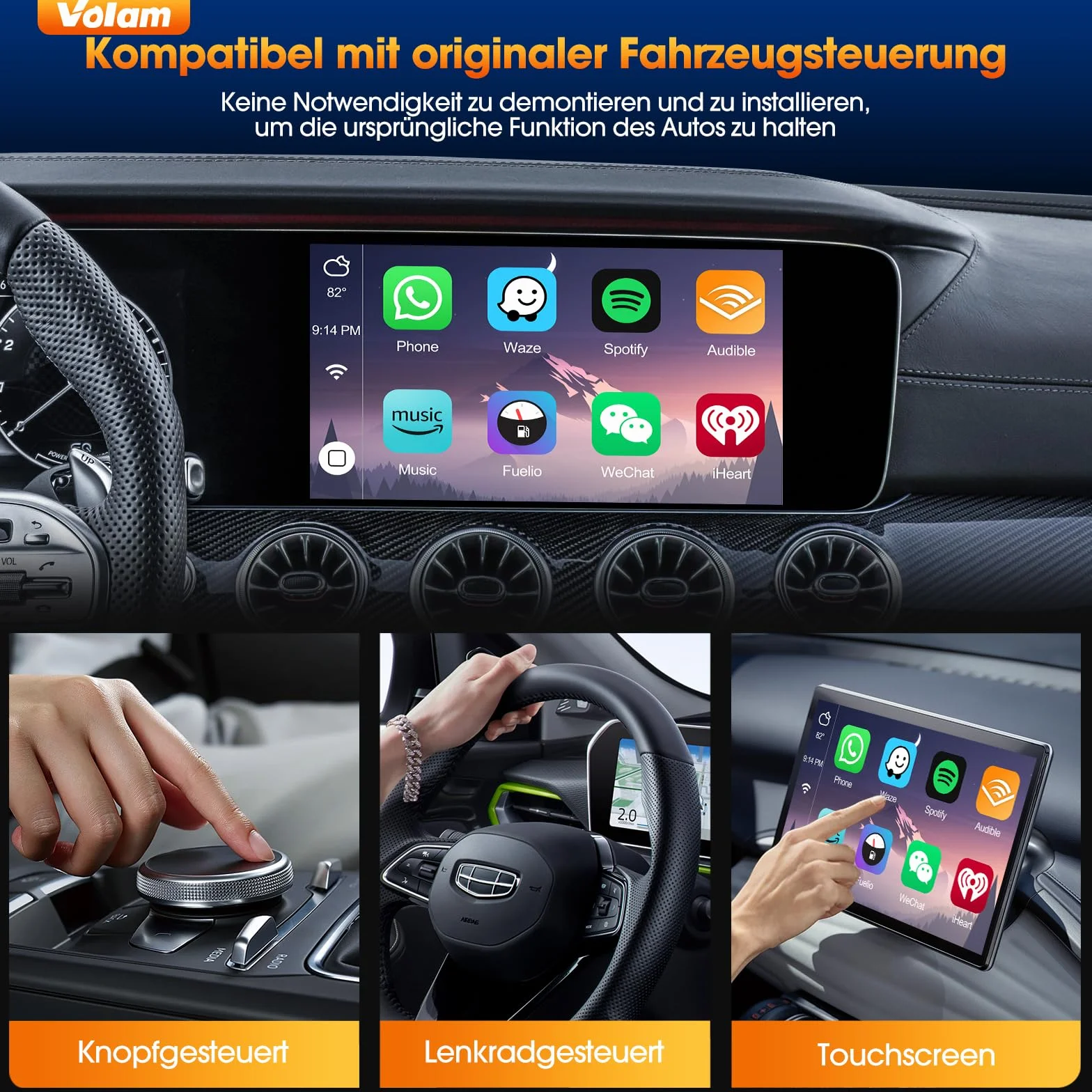 Volam Adattatore Wireless per Android Auto, Converti Wired in Wireless, Plug & Play Senza Latenza Per A-ndroid 11+, dal 2016 al 2020