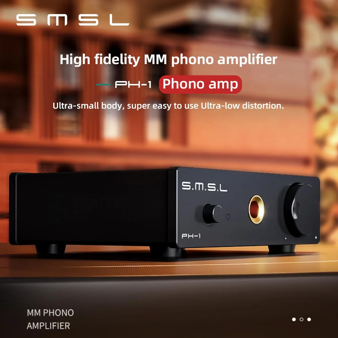 SMSL PH-1 Preamplificatore Phono MM Giradischi RCA 6,35mm Cuffie Alimentatore