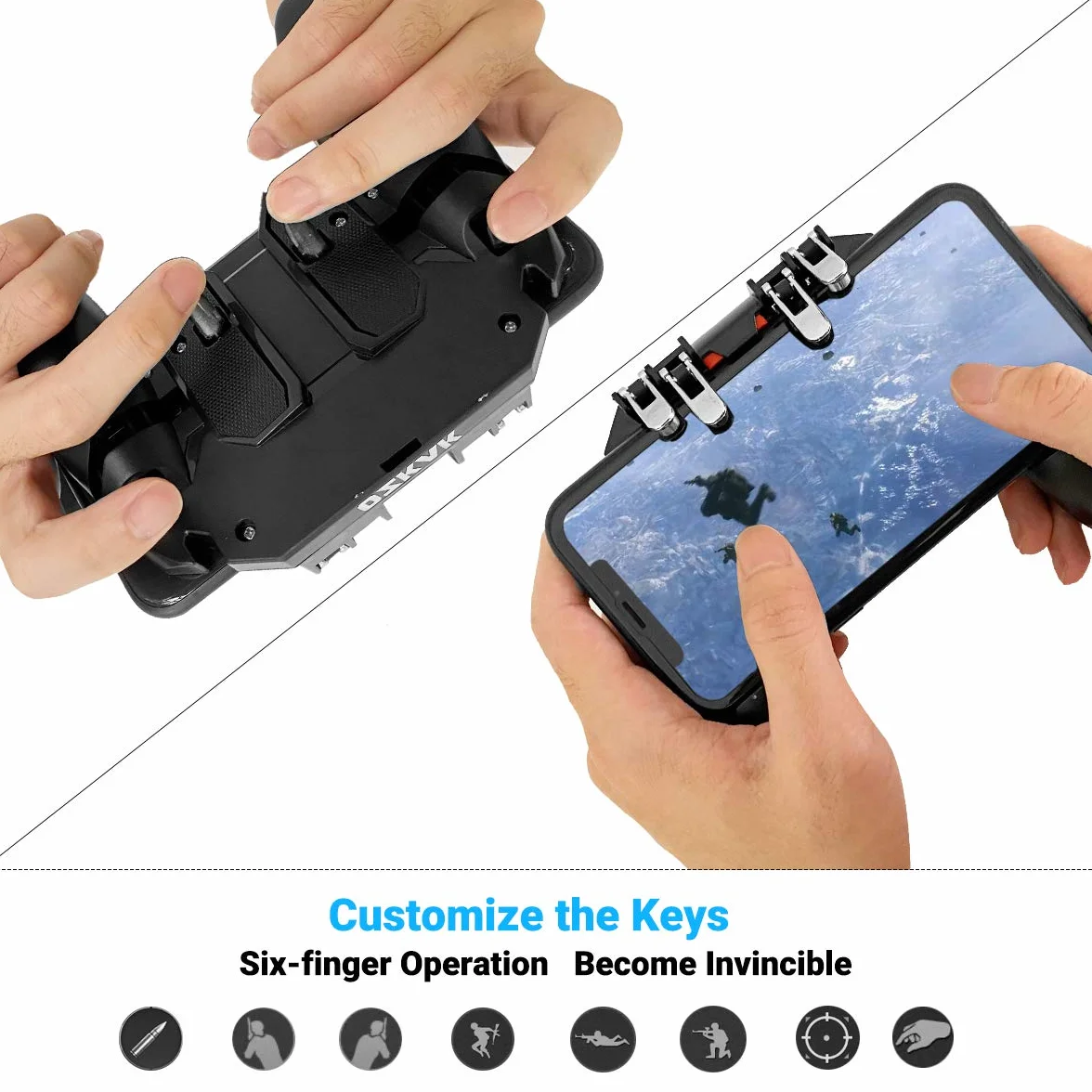 Mobile Controller Joystick Smartphone Trigger Gamepad Cellulari Mobili Game Grip L1 R1 L2 R2 Porta Staffa da Gioco per PUBG COD Compatibile con Telefono iPhone iOS Android Larghezza da 7 a 9,5 cm