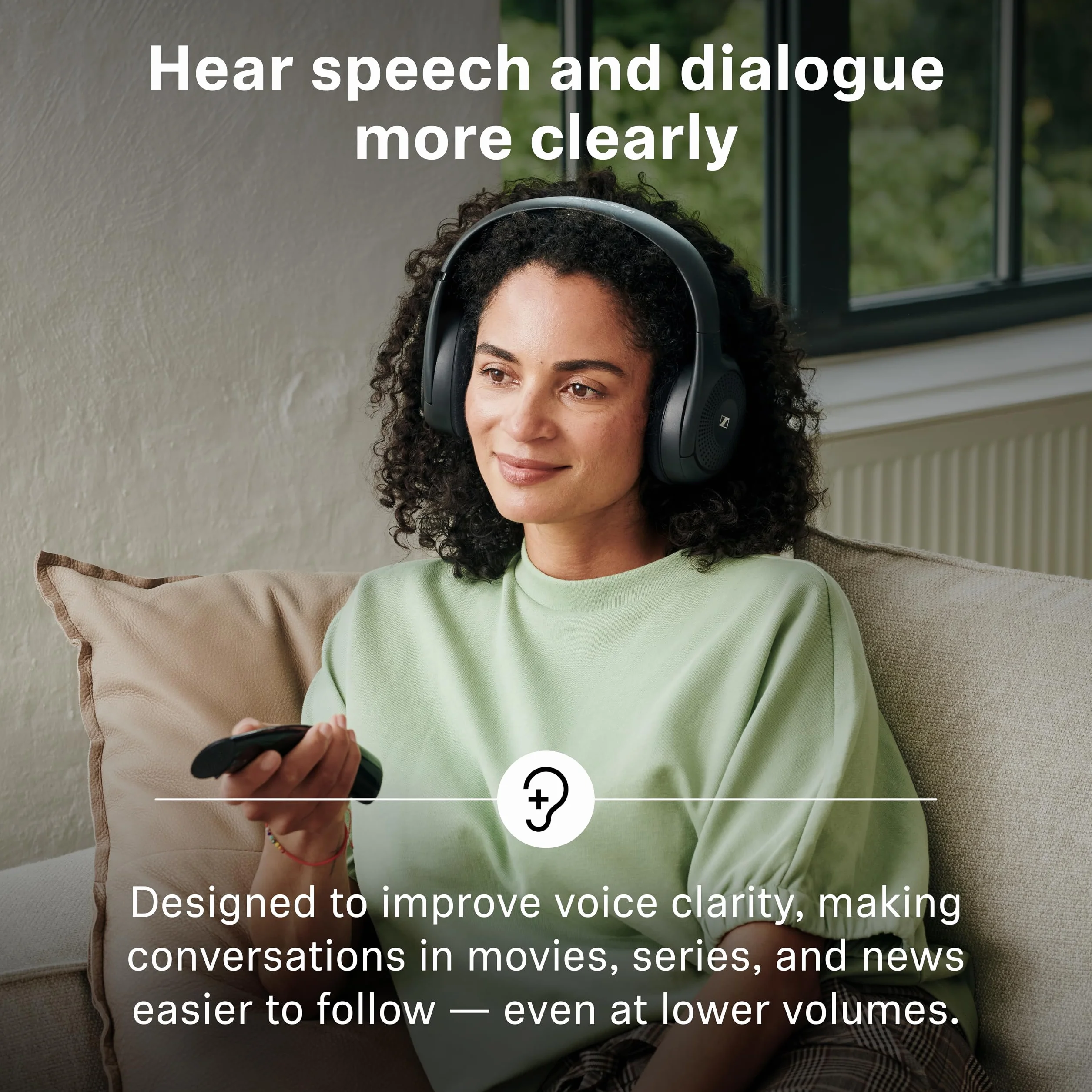Sennheiser Cuffie Wireless RS 120-W On-Ear per TV, 3 Modalità Audio, Volume, Portata 60 m, Nero