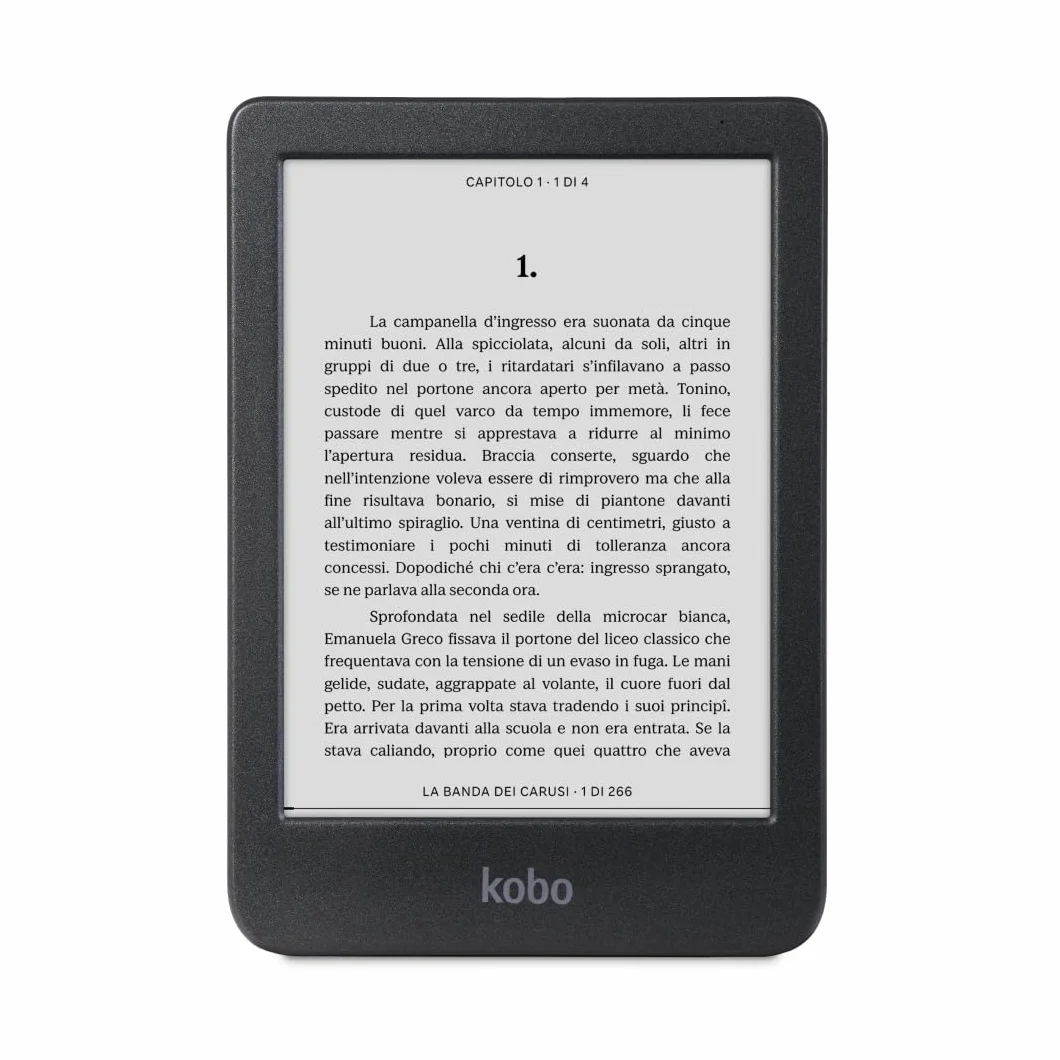 Kobo Clara BW | eReader | Display antiriflesso HD in bianco e nero E Ink Carta 1300 da 6” | Modalità Scura| I Audiolibri | Impermeabile | Nero