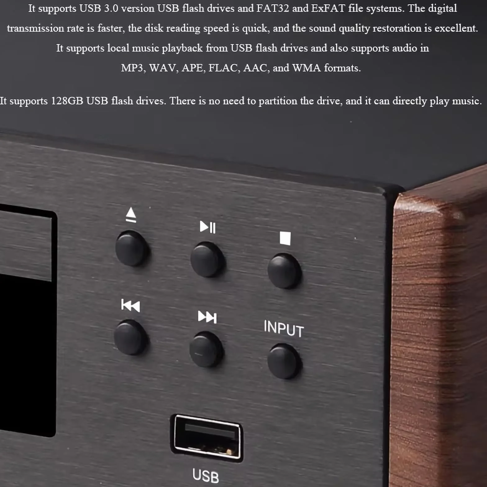 Lettore CD Hi-Fi lossless | Uscita ottica/coassiale, DAC 24 bit/96 kHz, chip ATS2853, supporta CD/MP3/WMA/USB, include telecomando, uscita audio digitale,Natural