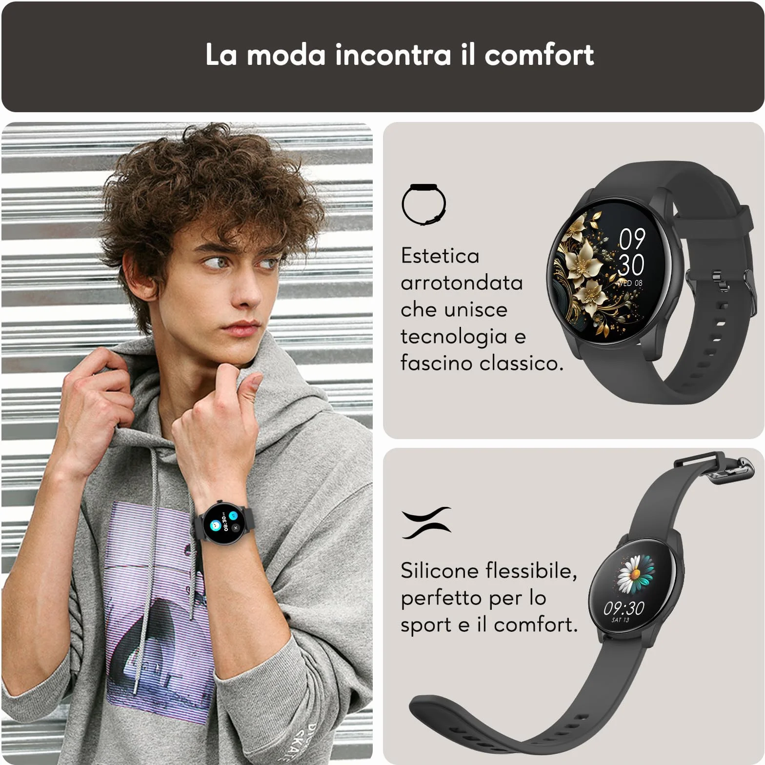 Smartwatch Uomo Donna con Chiamate Bluetooth, Orologio Rotondo da 1,38" con 147+ Modalità Sportive, Cardiofrequenzimetro, Sonno, IP68 Impermeabile, Compatibile con Android iOS - Regalo Festa del Papà