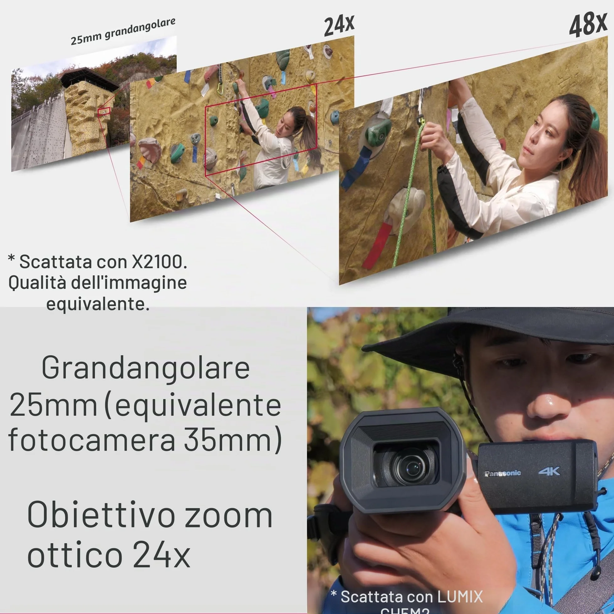 Panasonic HC-X1200E Videocamera Palmare 4K 60p con Obiettivo Grandangolare da 25 mm, Zoom Ottico 24x, OIS Ibrido a 5 Assi, USB PD, Nero