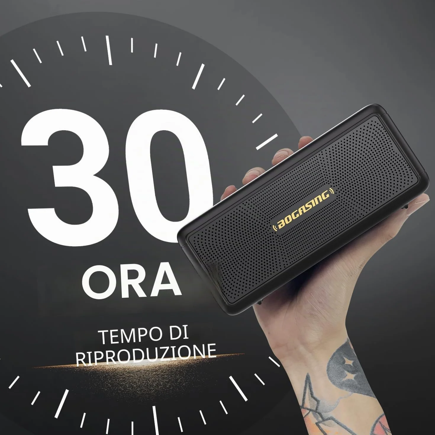 BOGASING Cassa Bluetooth Potente Portatile, M5 Casse Bluetooth 5.3, Bassi Extra 40W e Audio Stereo, 30h di autonomia, Impermeabile IPX7, EQ, USB/TF/AUX Speaker Altoparlante Bluetooth da casa (Nero)