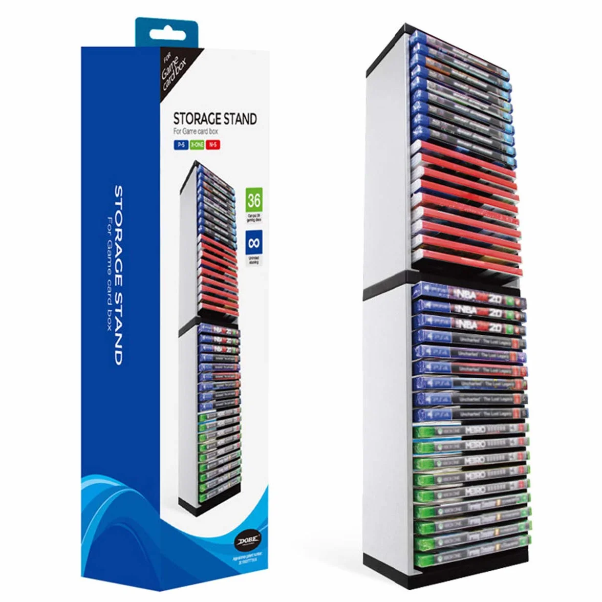 Rack per dischi PS5, ABS, Bianco e Nero, 1 ripiano, Storage per PS5