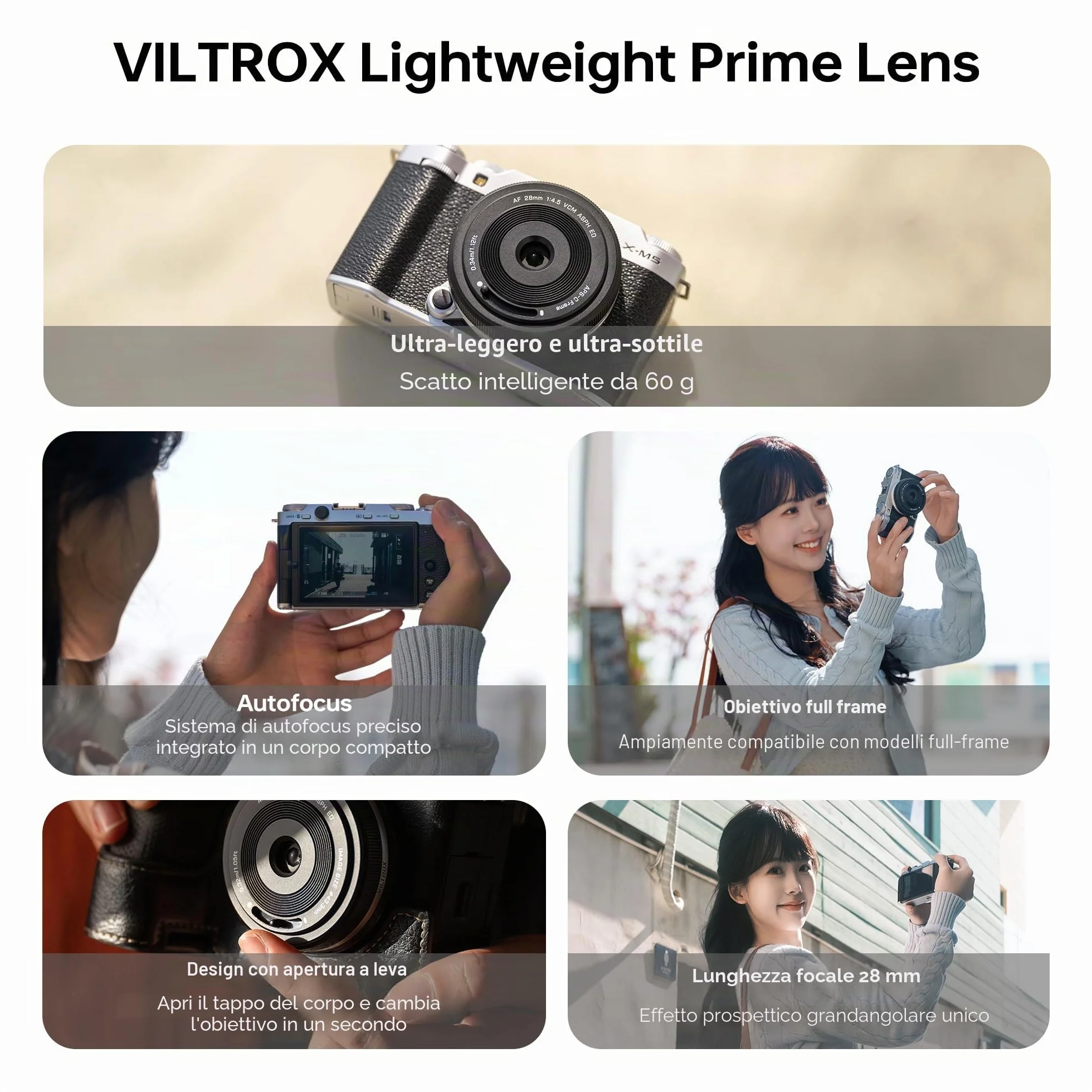 VILTROX AF 28mm F4.5 XF Pancake Obiettivo Grandangolare Full-Frame per Fuji X Mount