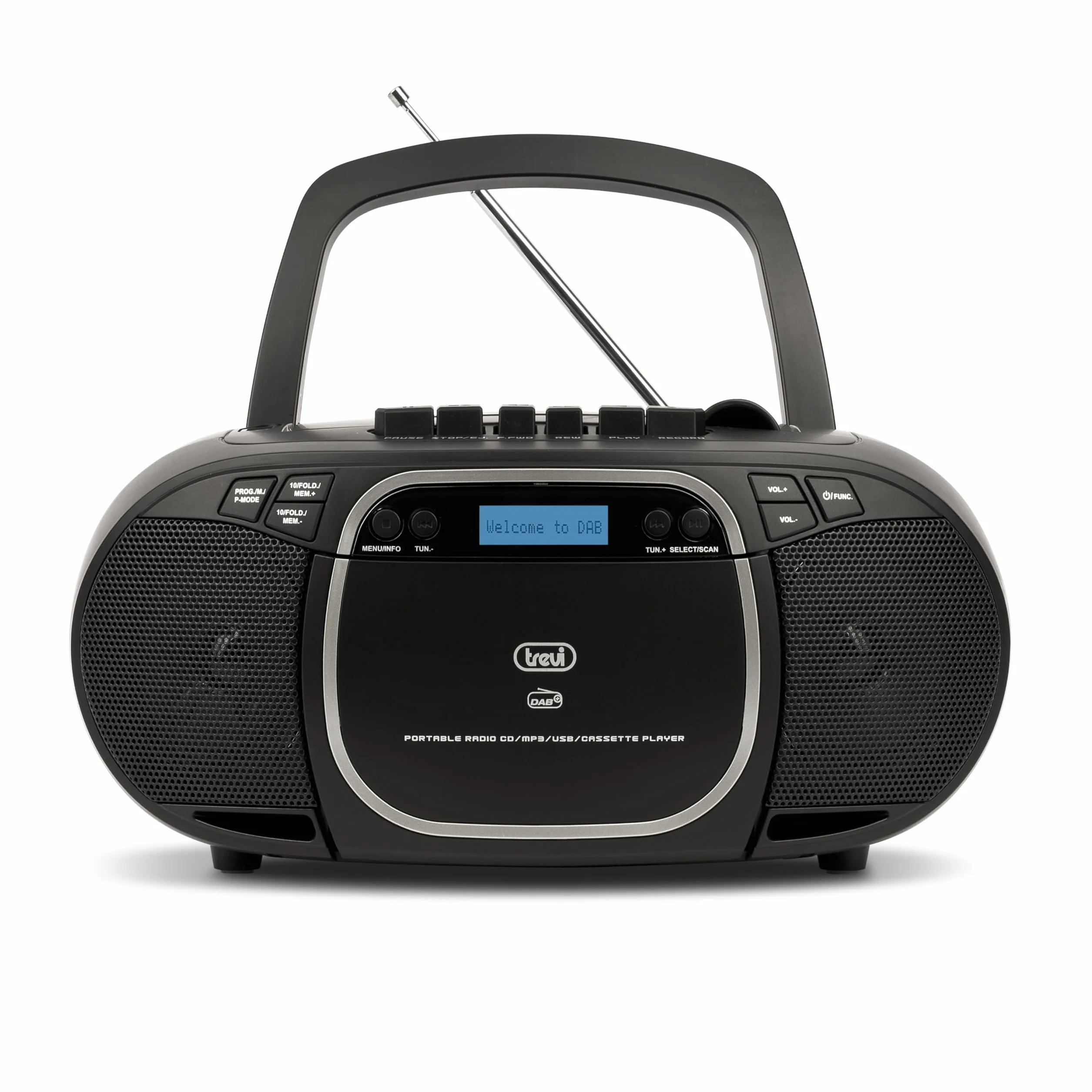 Trevi CMP 576 Stereo Portatile DAB FM, Boombox con Lettore CD e Musicassette, Ingressi USB, AUX-IN e Presa Cuffia