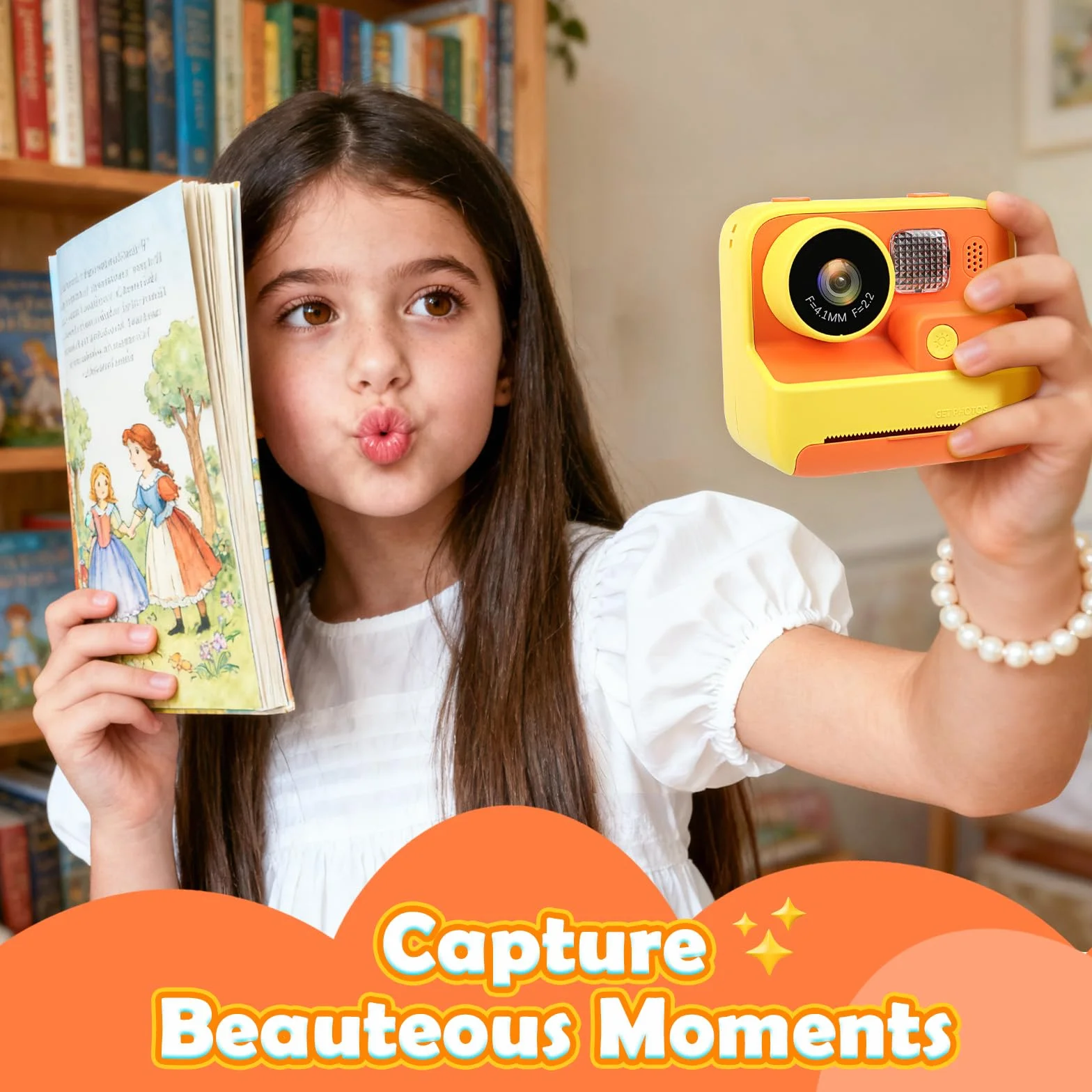 Fotocamera a colori per bambini con stampa istantanea, 1080P 4800W doppia fotocamera con scheda TF 32 GB, fotocamera digitale giocattolo videocamera regalo compleanno Natale per ragazzi ragazze