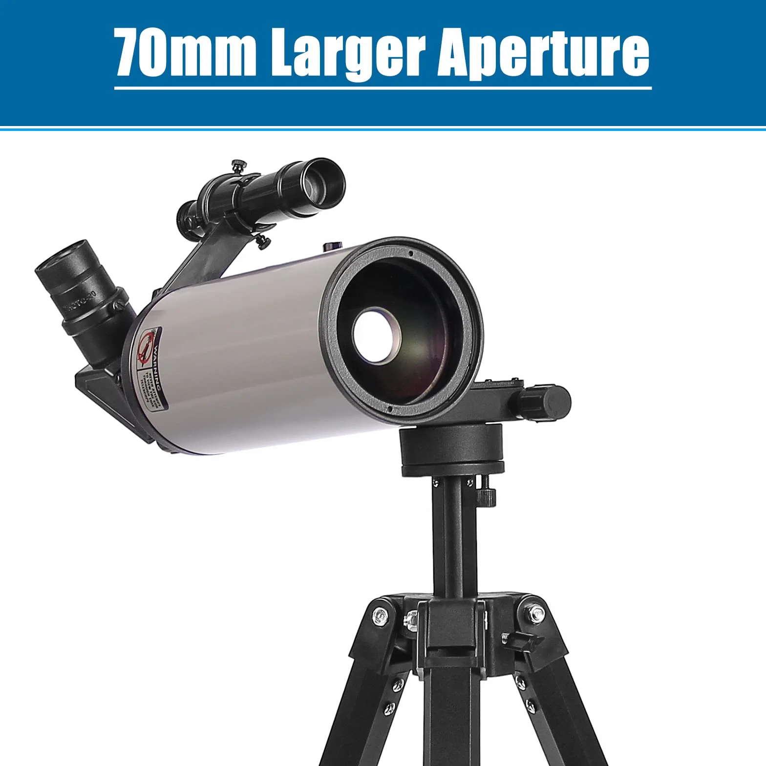 Mak70 telescopio Maksutov-Cassegrain per adulti e bambini, f=1000 mm, obiettivo 70 mm, telescopio astronomico principianti con treppiede gimbal slow motion