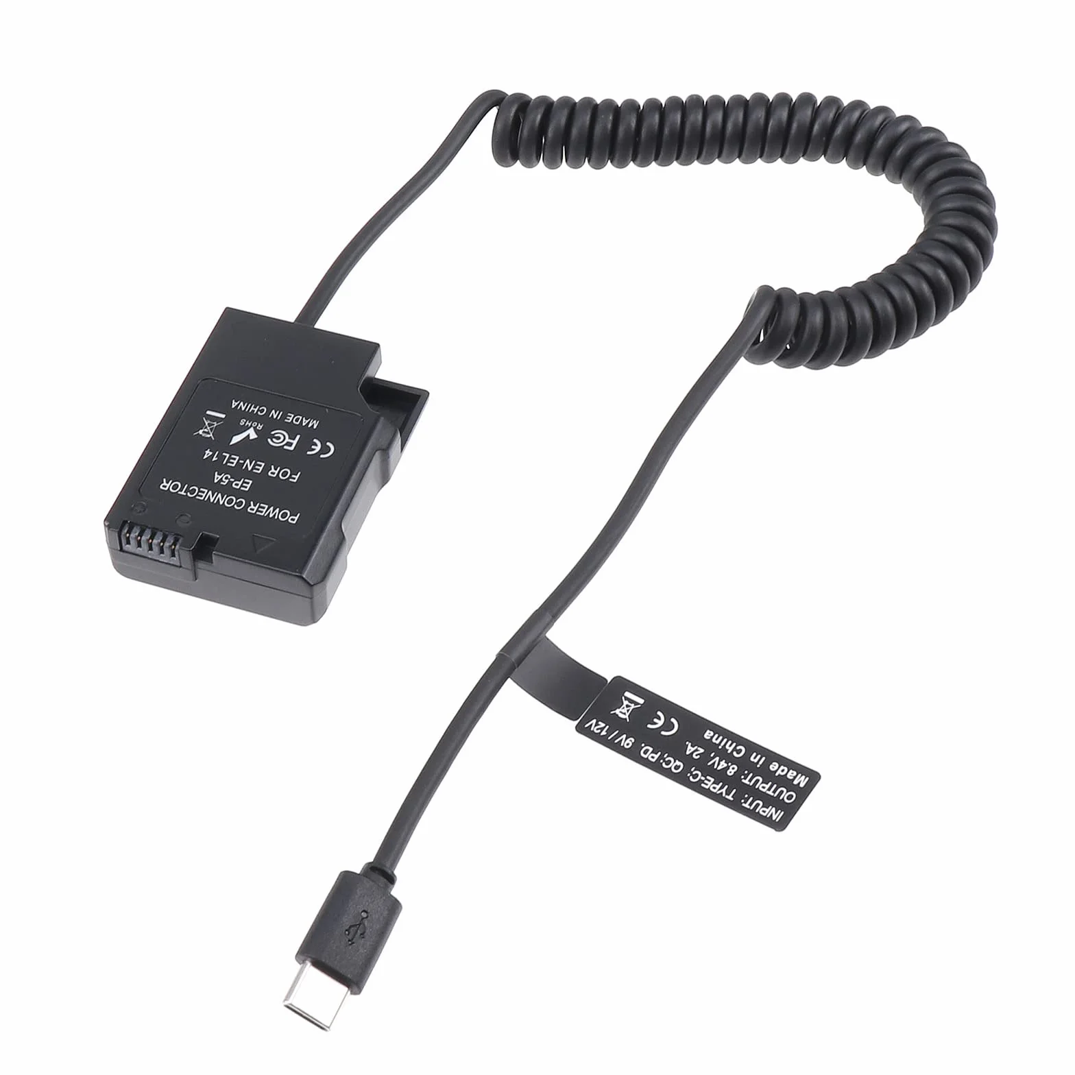 FOTGA USB-C Type-C a pieno decodificato EN-EL14 fittizio batteria adattatore a molla cavo per Nikon D3100 D3200 D3300 D3400 D3500 D5100 D5200 D5300 D5500 D5600 DF P7100 P7700 D78000 Fotocamera
