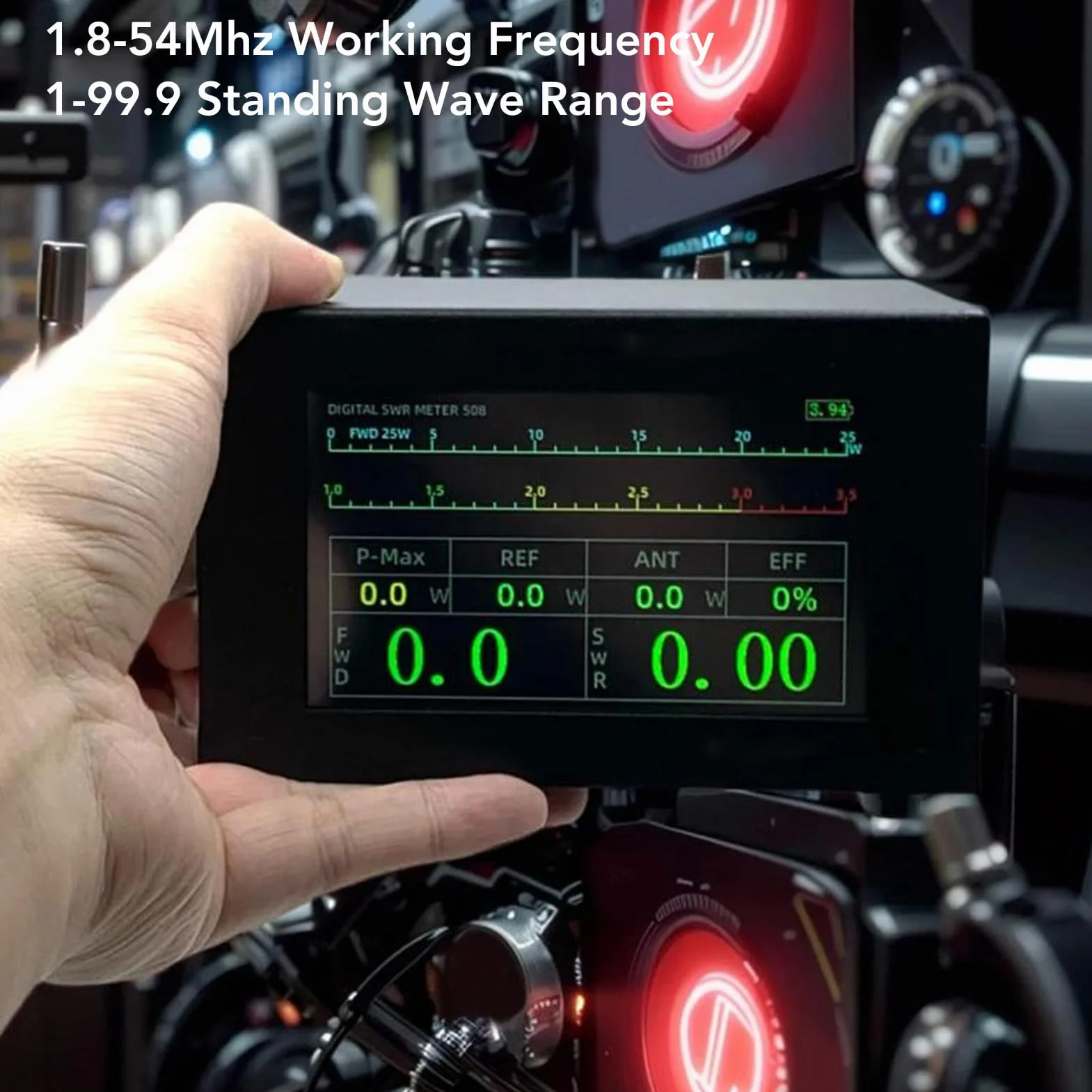Misuratore SWR Digitale Wattmetro, Misuratore di Onde Stazionarie 1.8‑54MHz 200W con Allarme, Touch Screen IPS, Misuratore di Potenza a Onde Corte per Radio Bidirezionali,