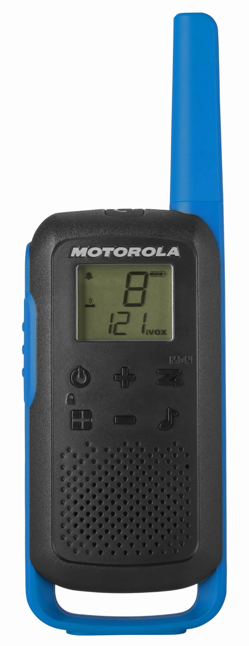 Motorola Solutions - T62 PMR Blu, Walkie Talkie Talkabout, PMR446 Citizens Band Radio, 16 Canali e 121 Codici, Portata 8 Km, Blu, Senza Licenza, Schermo LCD