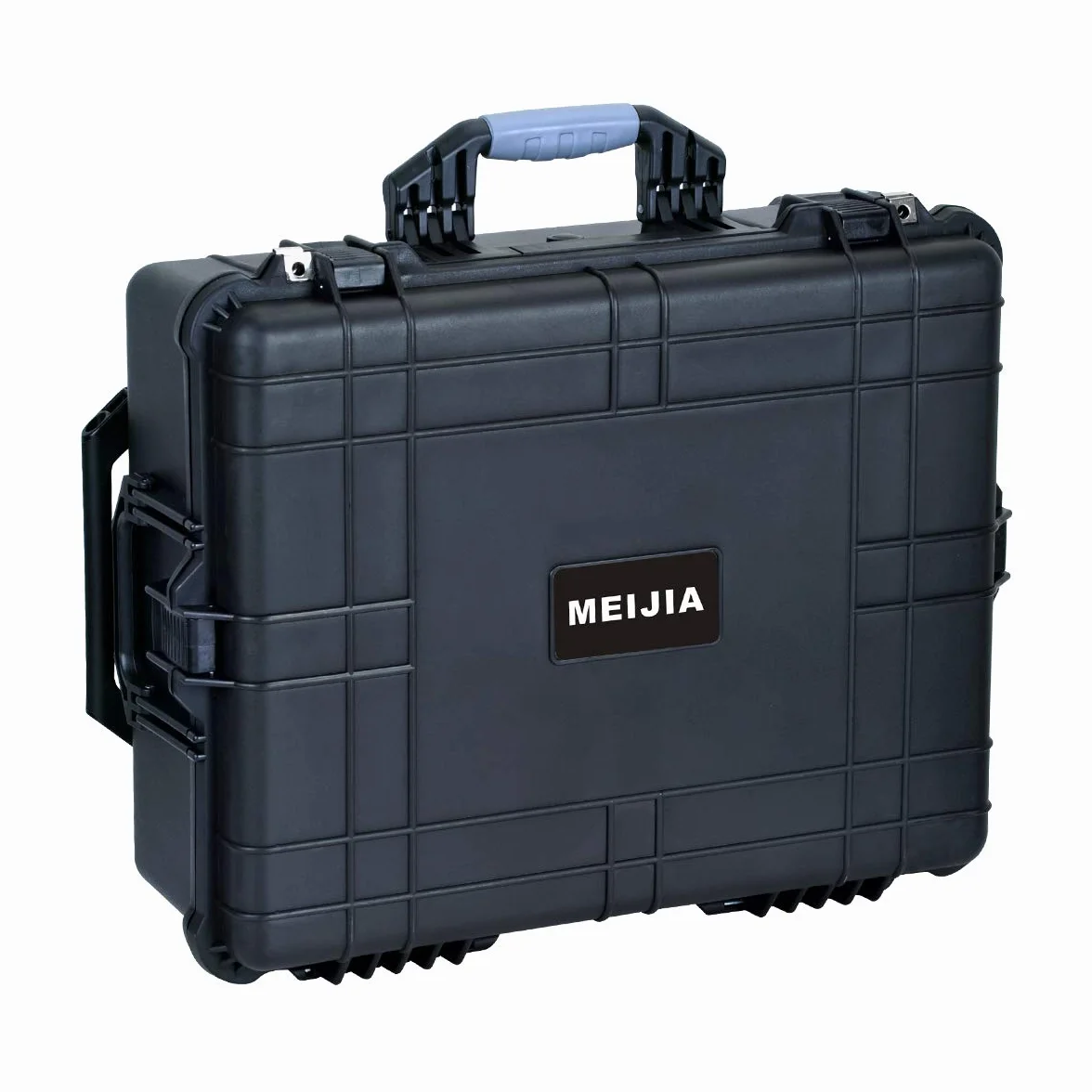 MEIJIA Custodia rigida impermeabile per tutte le stagioni con maniglia retrattile e ruote girevoli, inserto in schiuma personalizzabile, adatta per fotocamera, droni, attrezzature, elegante nero