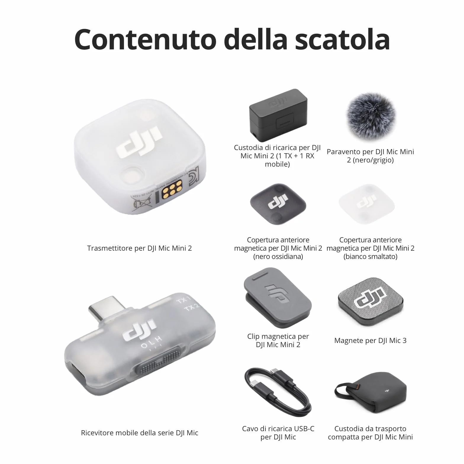 DJI Mic Mini 2 microfono wireless lavalier professionale per iPhone Android PC vlog live streaming