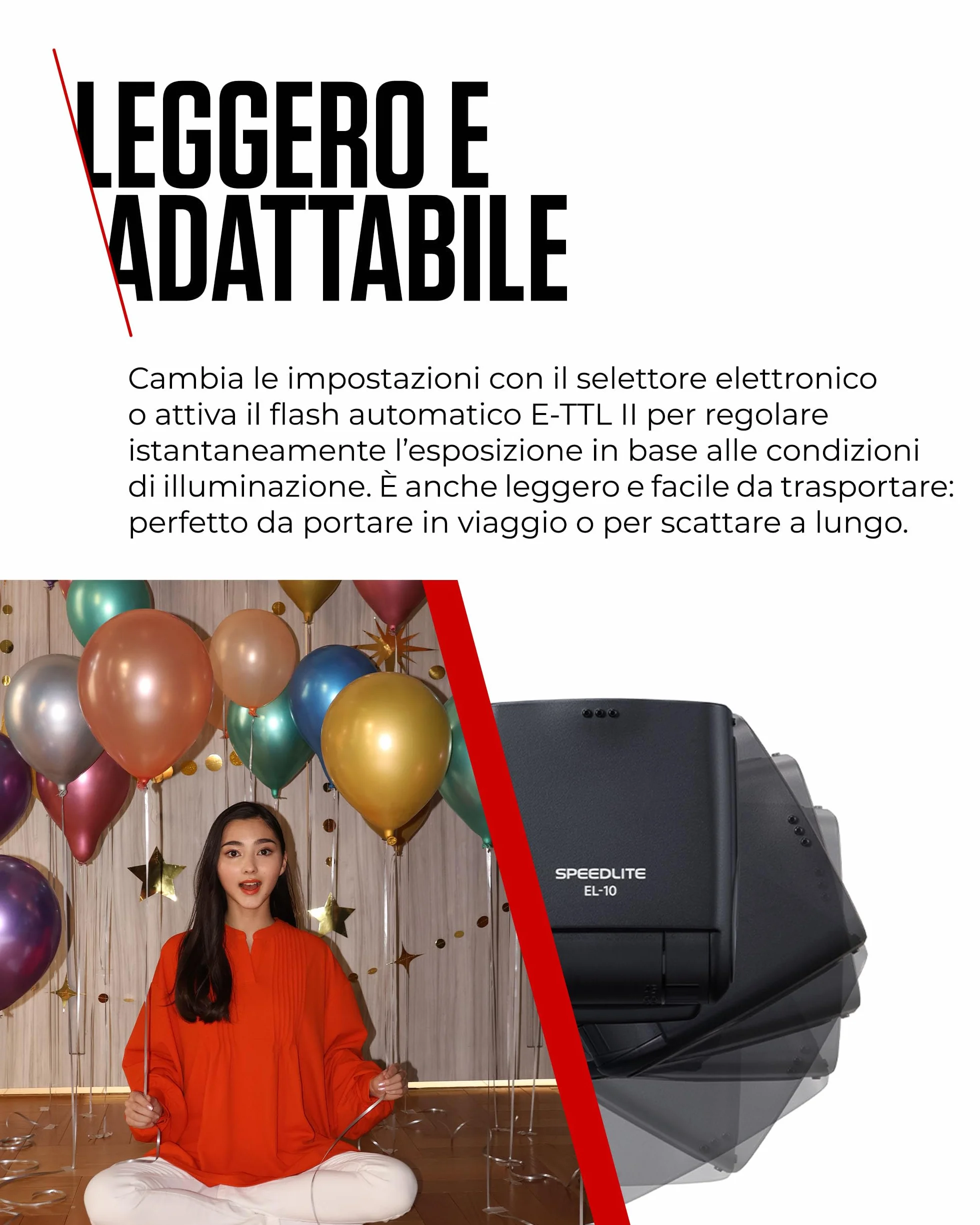 Canon Speedlite EL-10 Flash con E-TTL II, gamma 1/1-1/1024, attacco multifunzione, leggero