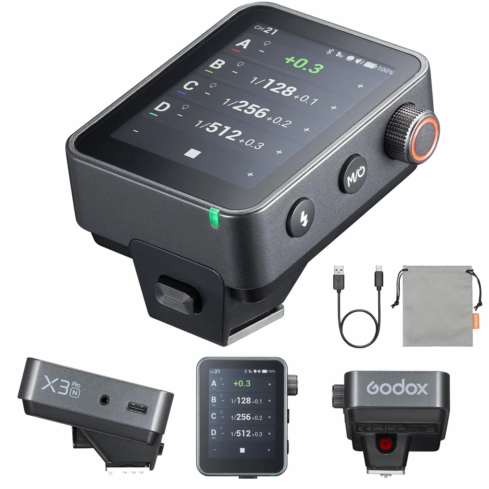 Godox X3PRO N X3Pro-N TTL Trigger Flash Wireless per Nikon,Sistema Wireless X a 2.4 GHz,Touchscreen OLED da 2.4 Pollici,Controllo Tramite Bluetooth e App, Controllo Dell'Otturatore,Ricarica USB-C