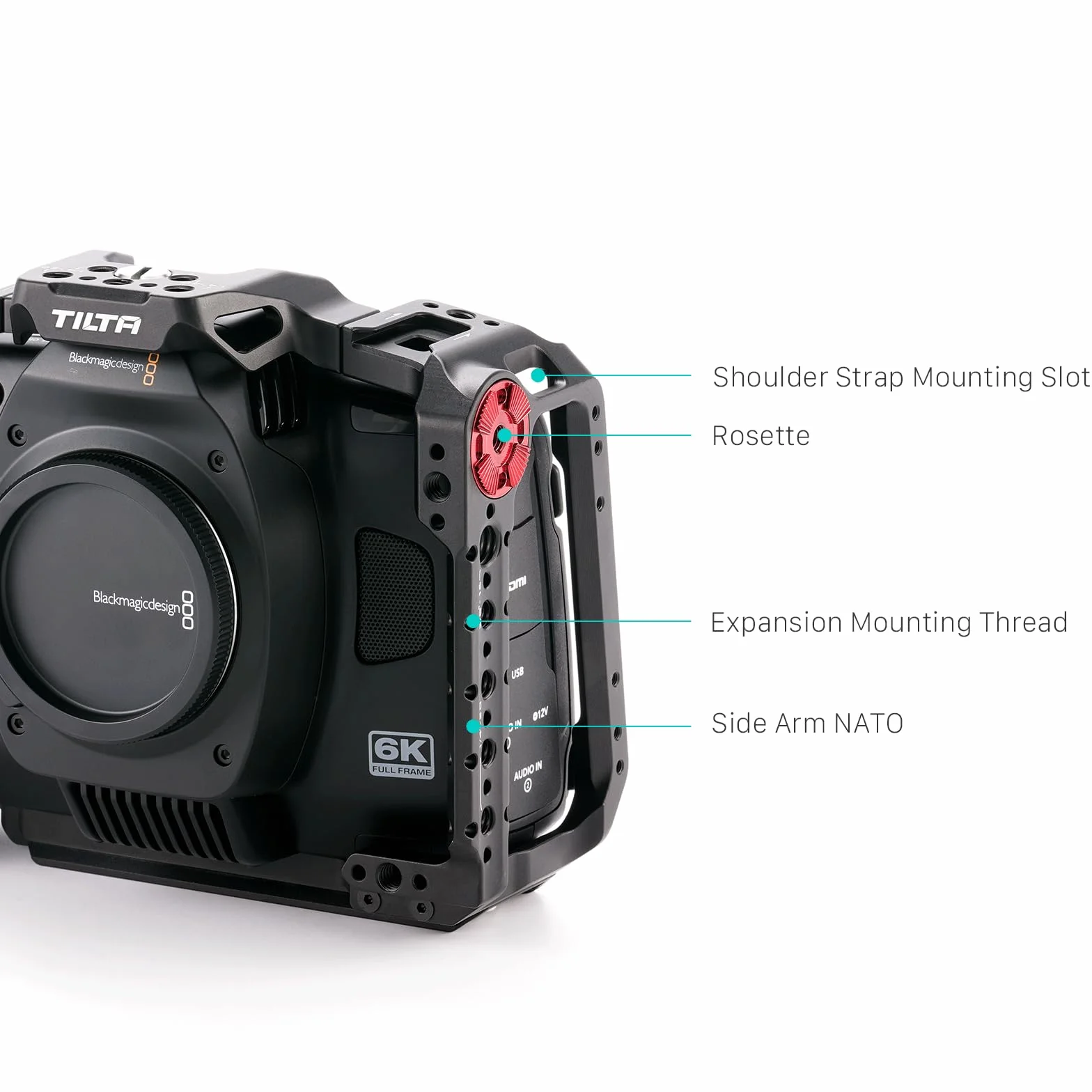 TILTA Gabbia BMCC, Gabbia Completa per Fotocamera Compatibile con BMCC 6K, Blackmagic Cinema Camera 6K con Staffa di Montaggio Accessoria per Battery Grip - Nero TA-T64-FCC-B