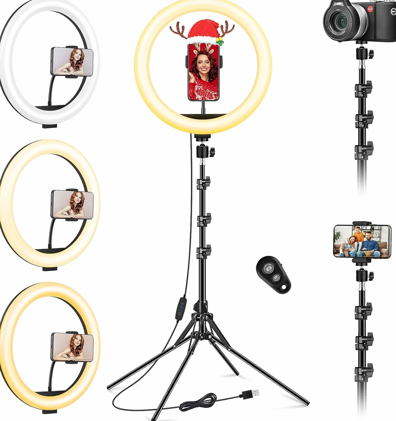 11.5" Ring Light Professionale, Luce per Foto con Grande Treppiede, Luce ad Anello LED con Treppiede per Video Selfie, Lampada Ring Light per Telefono Smartphone makeup