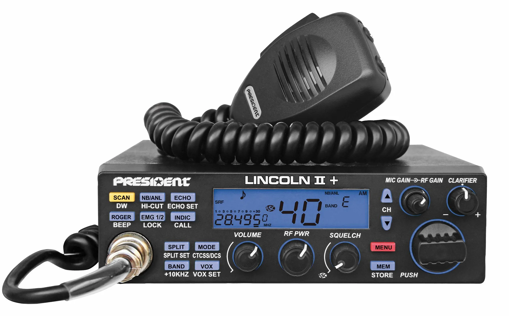 Ham Radio President LINCOLN II +, radioamatore, ASC 10 / 12M, Roger Beep, ANL, NB, filtro Hi-Cut, AM-FM-USB-LSB-CW, programmabile, 12V