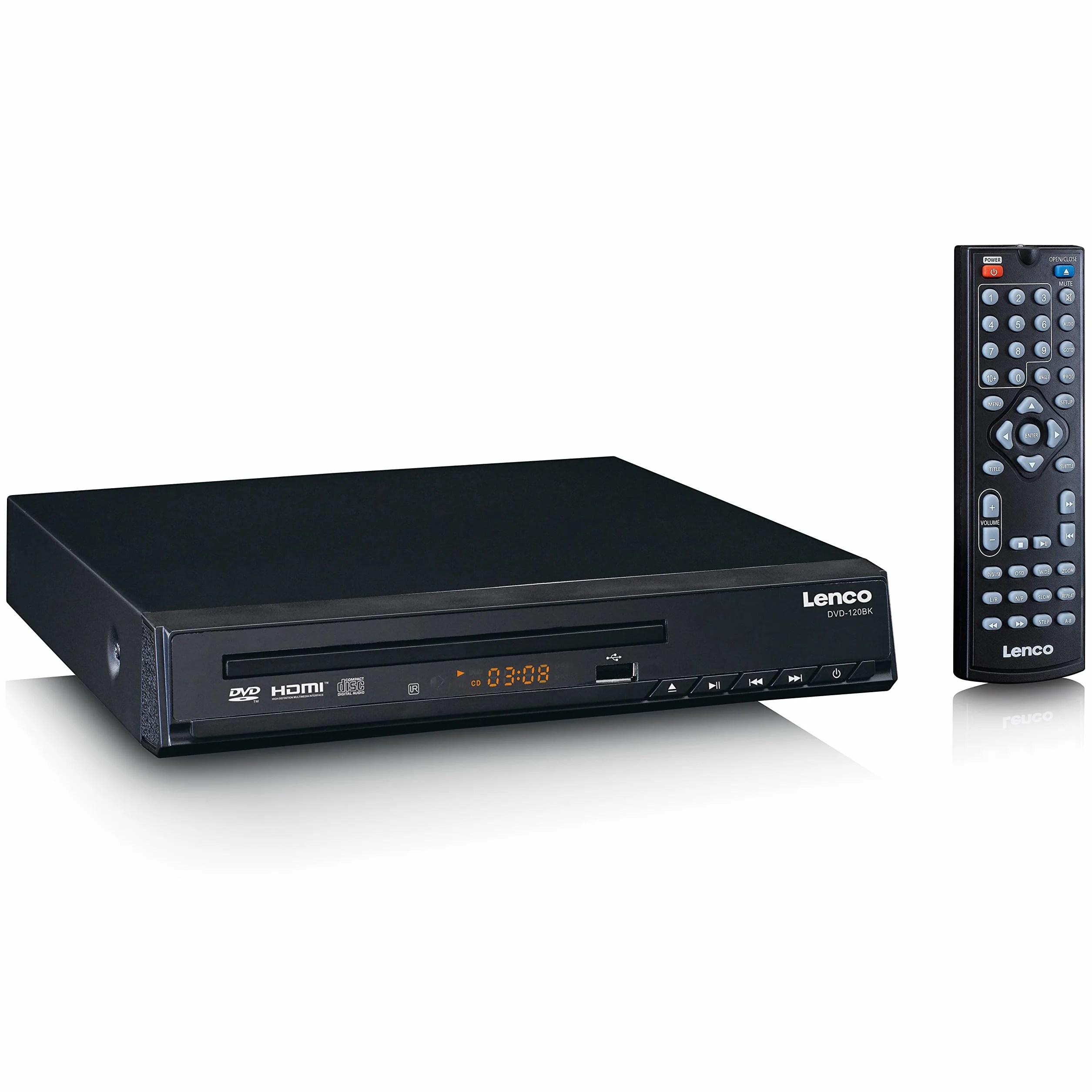Lenco DVD-120BK - Lettore DVD con HDMI e Scart - Display LED - Telecomando - Riproduce da USB