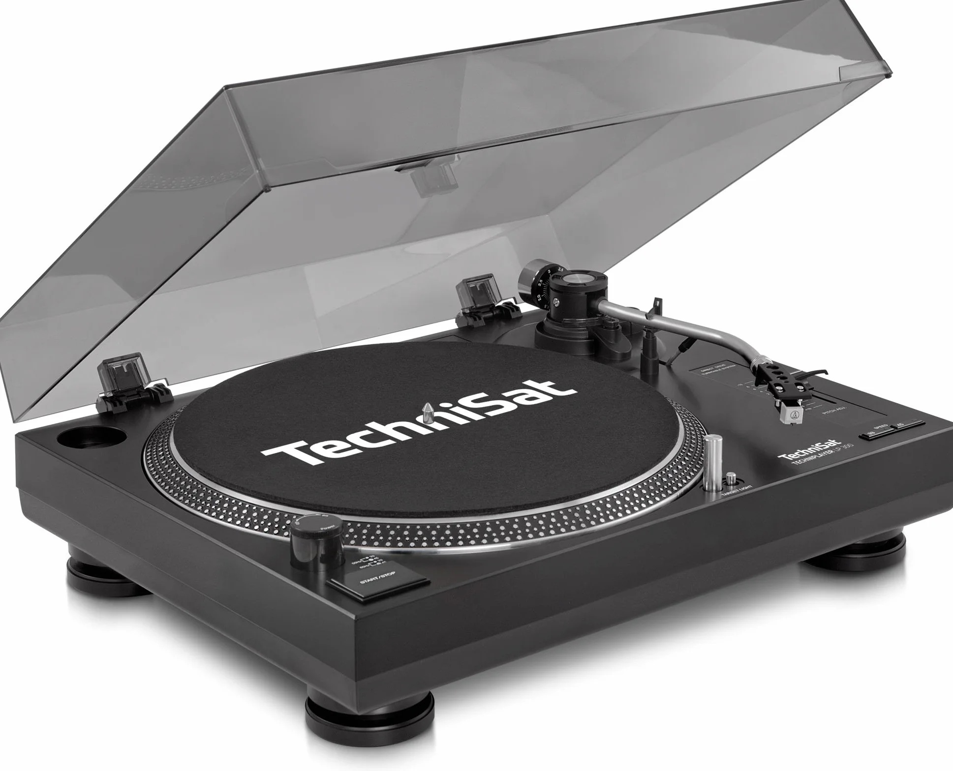 TechniSat TECHNIPLAYER LP 300 Giradischi professionale USB per DJ con funzione scratch, velocità 33/45 giri/min, azionamento diretto, nero