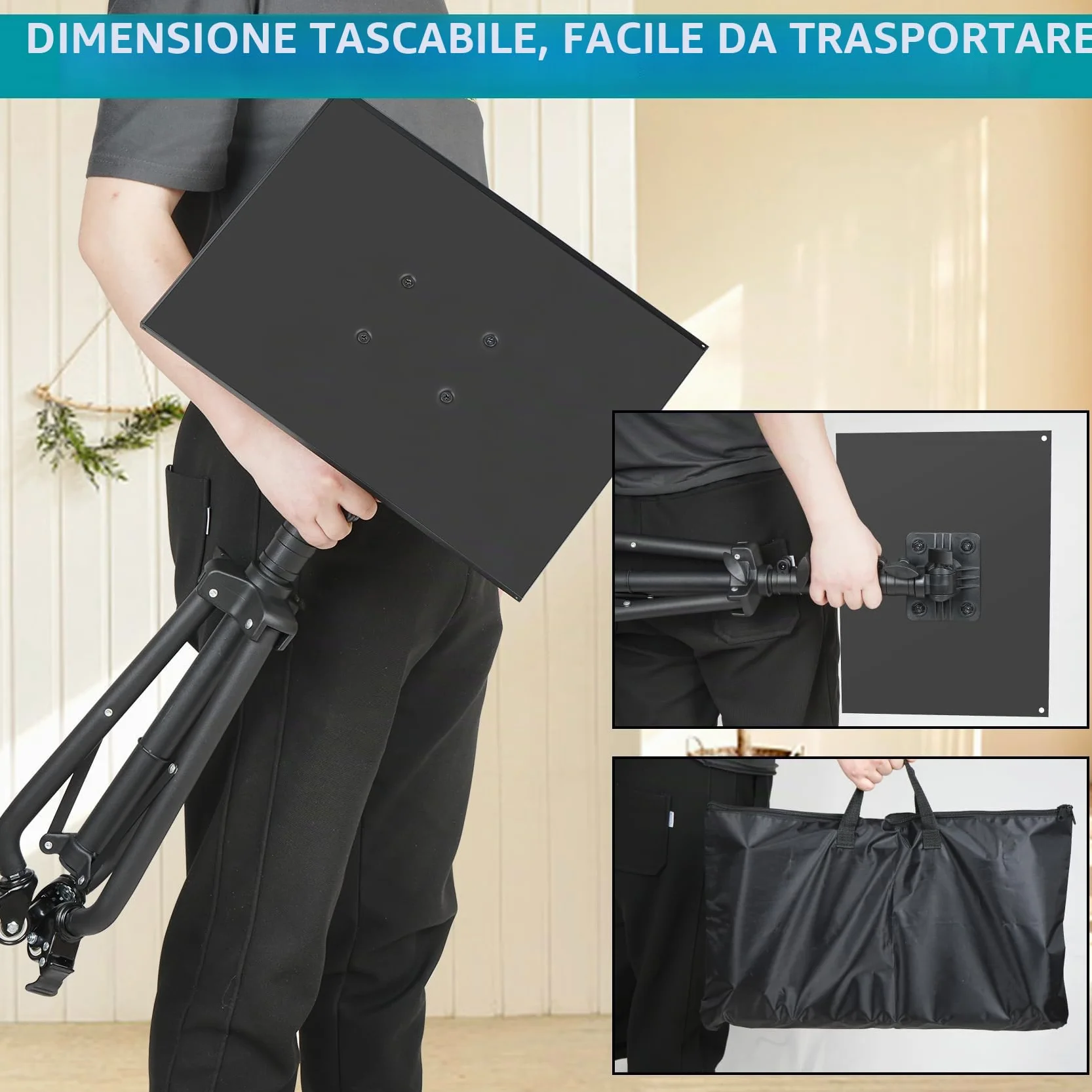 GlobalCrown Supporto Proiettore da Terra Regolabile in altezza (66-160 cm),Treppiede per Proiettore portatile Laptop con Vassoio per mouse e supporto per Telefono,Treppiede rotante con ruote