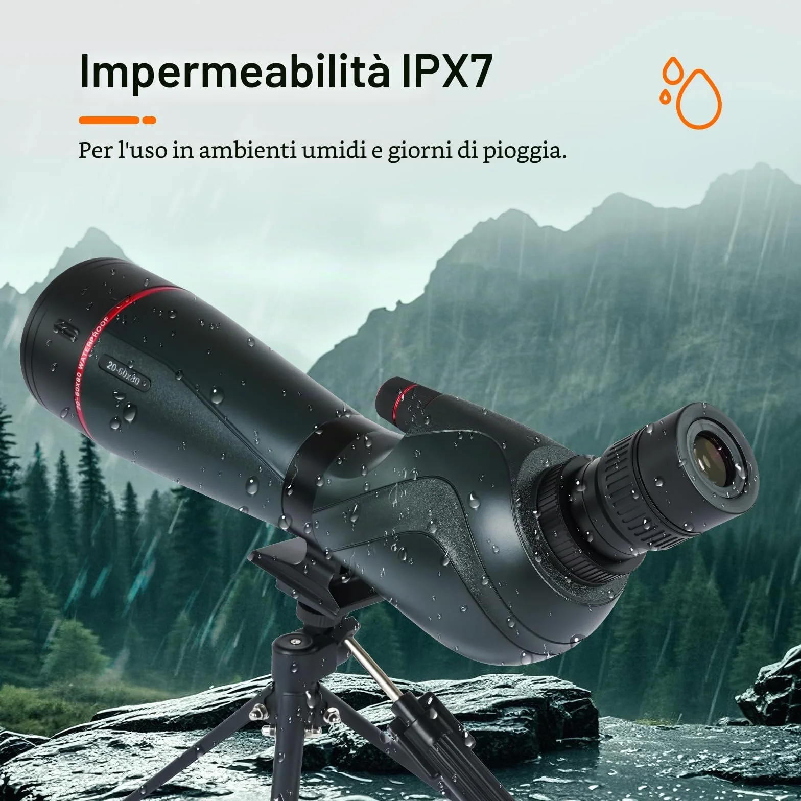 Svbony SV406 20-60x80mm Cannocchiale, HD FMC BAK4, Doppia Messa a Fuoco, 1,25'' Oculare Rimovibile, IPX7 Impermeabile, con Treppiede, Borsa, per Birdwatching, Animali Selvatici, Paesaggi, Tiro a Segno