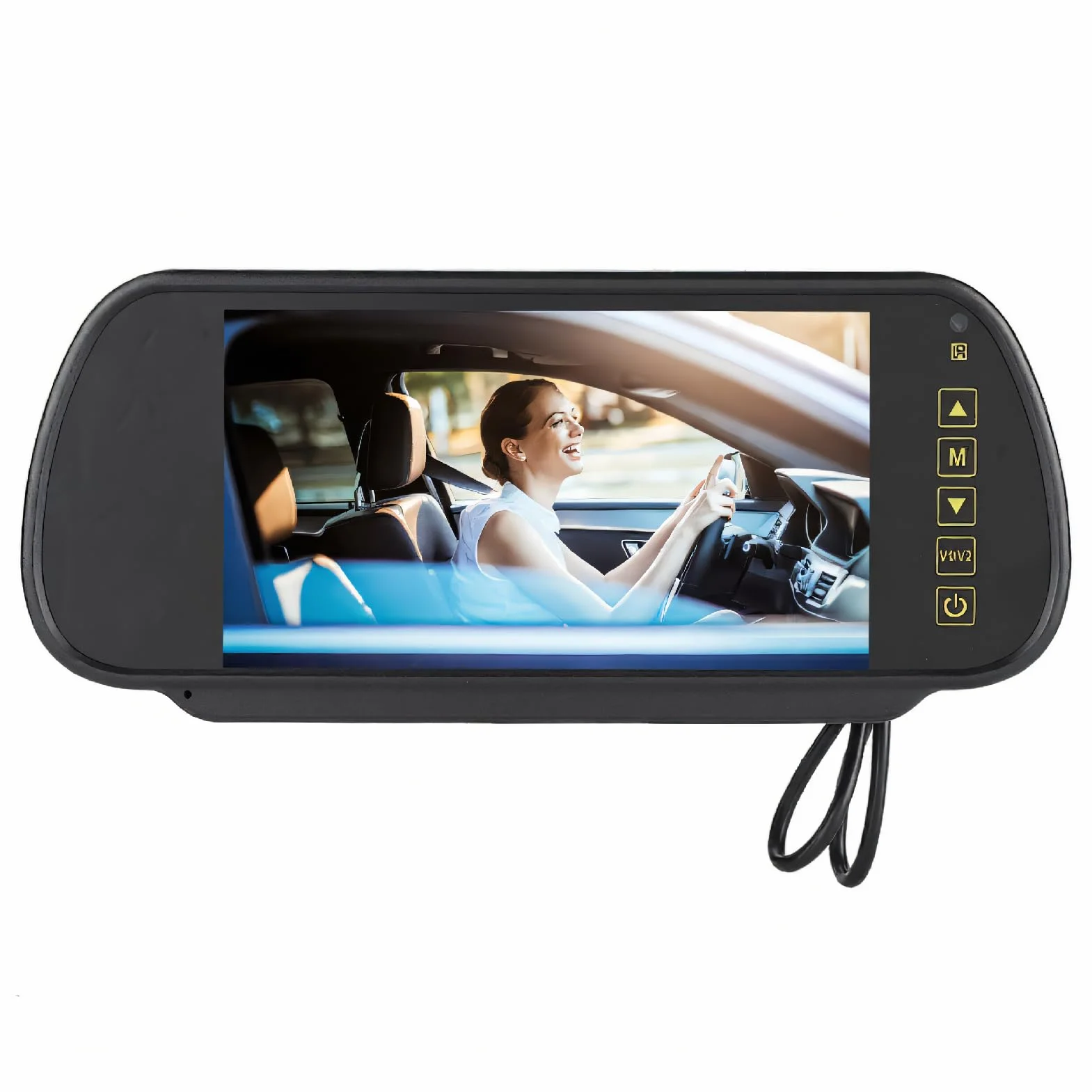 Wendry Display LCD per Auto,Interfaccia Video Av1 AV2,Protezione da cortocircuito per Auto da 7 Pollici Specchio retrovisore Monitor LCD con oscuramento Automatico Telecamera Posteriore