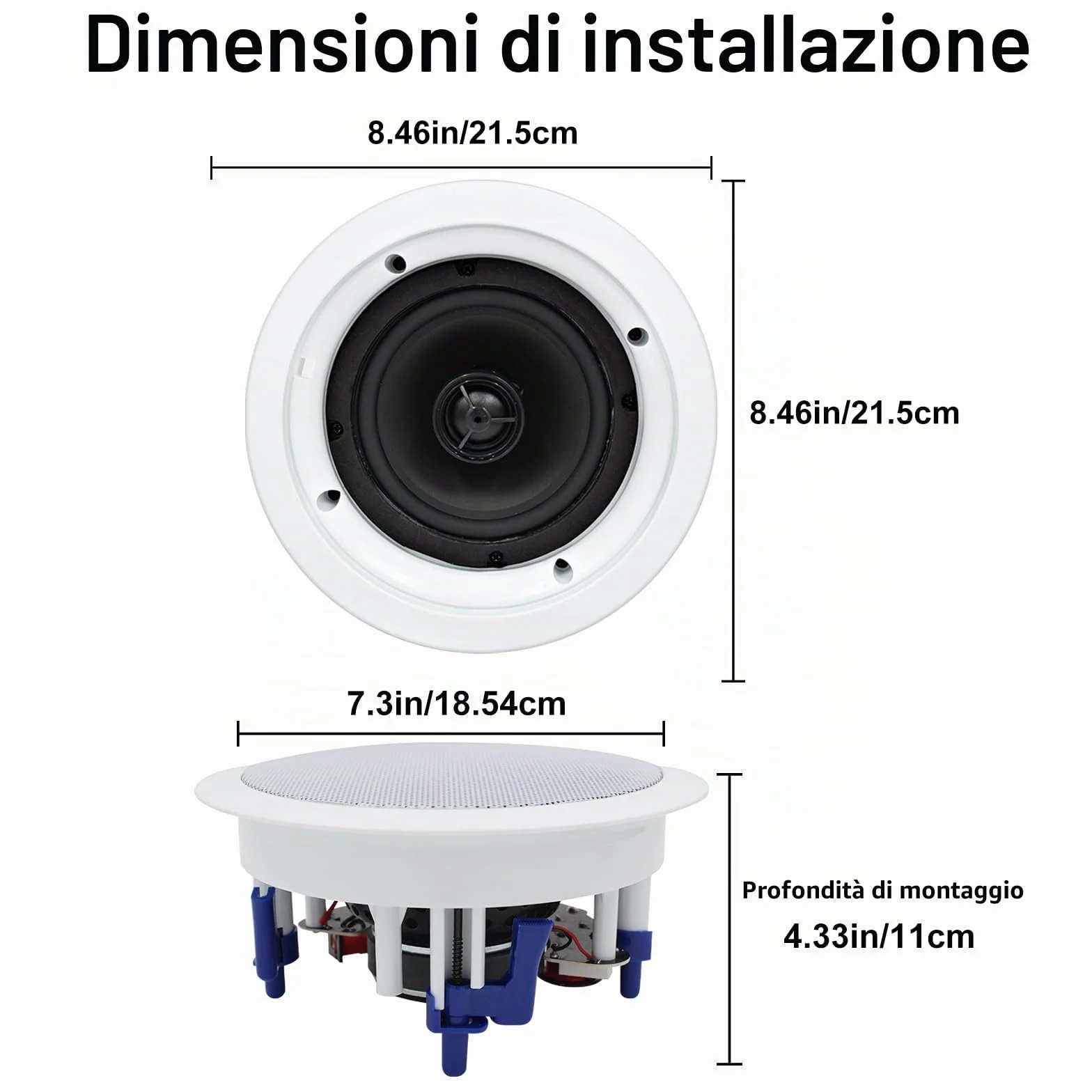 Herdio Altoparlante da soffitto 5,25 pollici 8 Ohm 300 watt suono da incasso