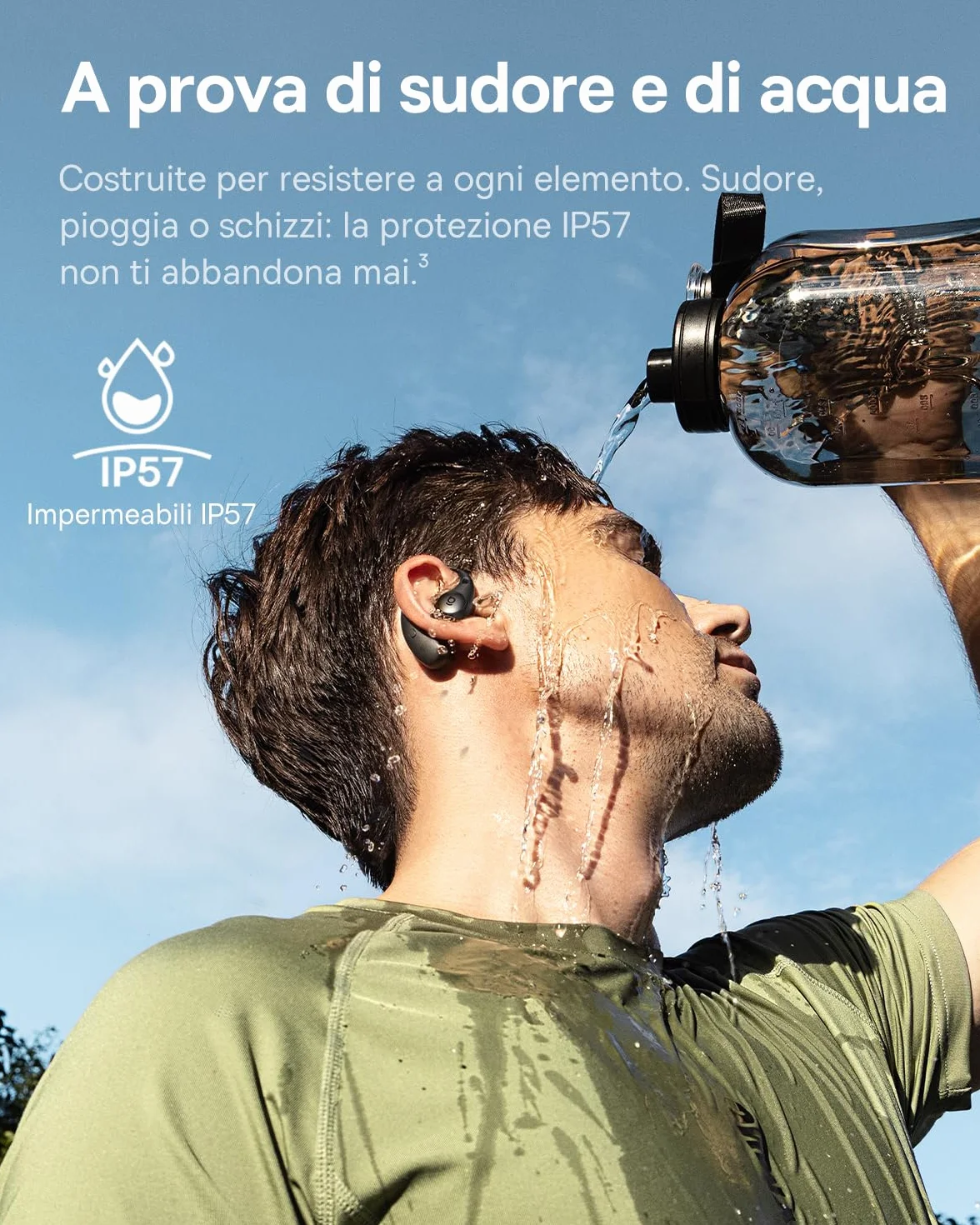Baseus Eli Sport2 Open Ear Cuffie, Cuffie Sportive Open Ear con Curva di Comfort a S, 45H di Autonomia, SuperBass 2.0, IPX7, Bluetooth 6.0, Chiamate Chiare con 4 Microfoni AI
