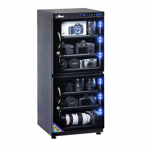Camera Dry Cabinet 65L Digital Control Deumidificatore per la memorizzazione di apparecchiature elettroniche, silenzioso, controllo della temperatura e dell'umidità con doppio schermo LED