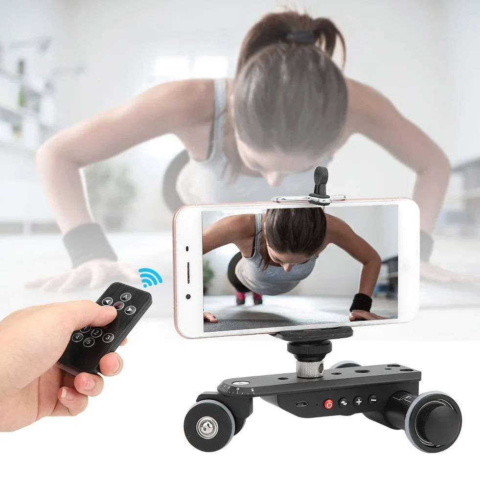 Goshyda Telecamera Video Auto, PPL-06S PRO 90 Gradi Girevole Ripresa Rotaia Motorizzata Slider Car con Telecomando, 5 velocità di Regolazione, per Fotocamera DSLR, Smartphone