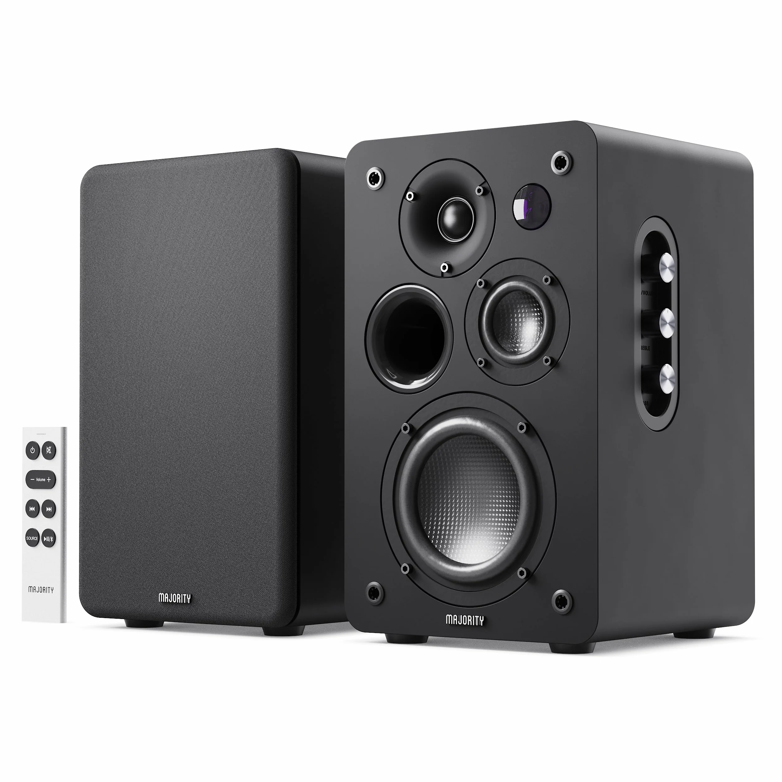 Majority D100X Diffusore da scaffale attivo | Sistema HiFi Stereo 2.0 | 100W | Casse Bluetooth 5.3 | HDMI ARC, Phono, RCA & AUX | Casse PC, TV, Giradischi (Nero)