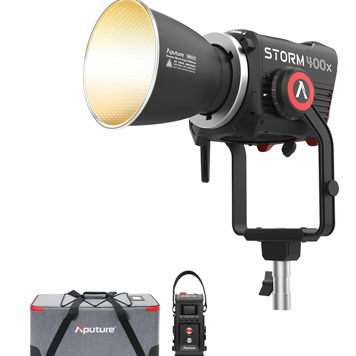 Aputure Storm 400x 400 W - Luce video a LED bicolore, dispositivo compatto point-source con chipset Blair, CCT 2500K-10000K, controllo tinta ±G, CRMX e DMX, IP65, attacco ProLock Bowens, riflettore
