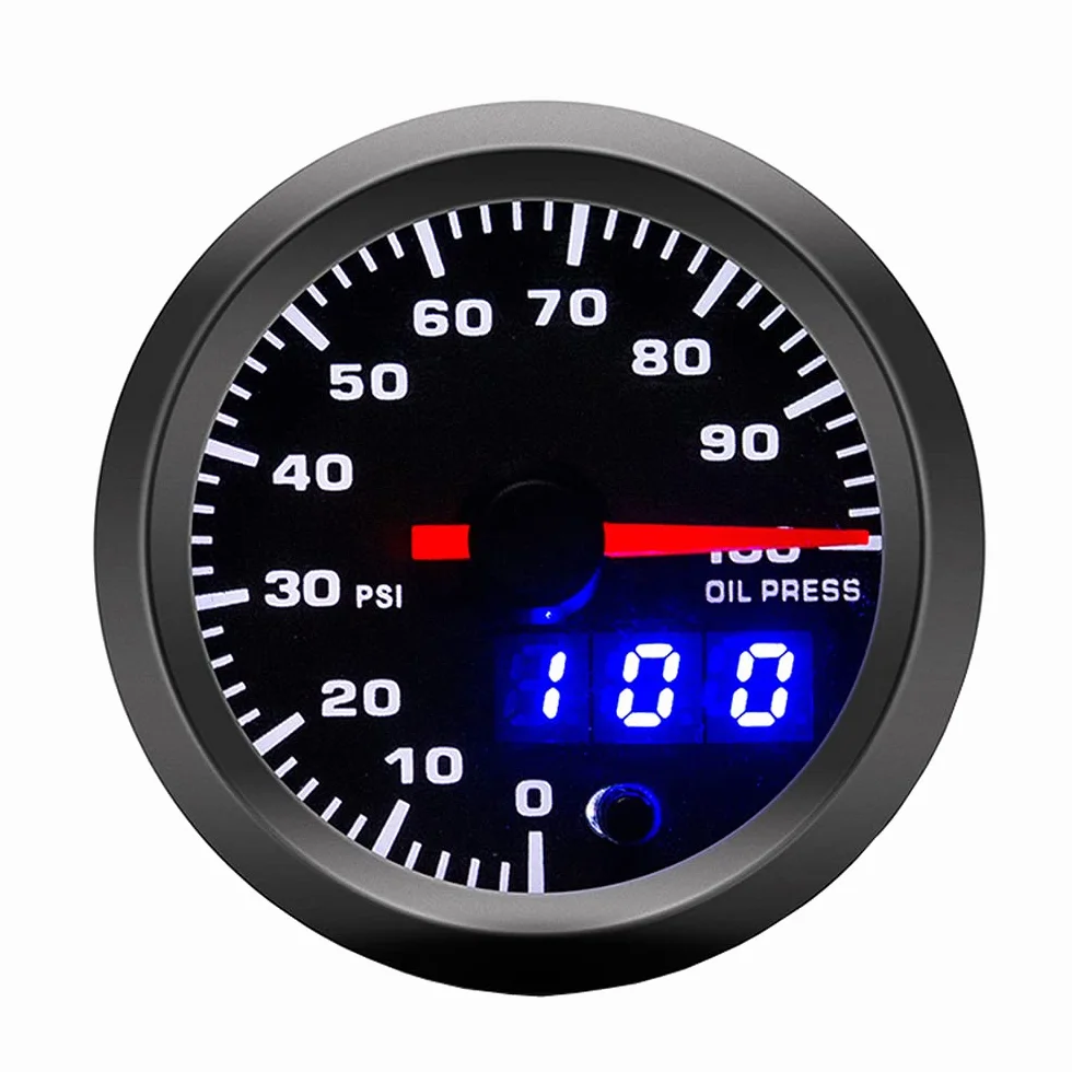 52mm Motore Auto Kit manometro dell'olio frantoio Puntatore Digitale Doppio Indicatore Luminoso a LED 7 Colori Universale