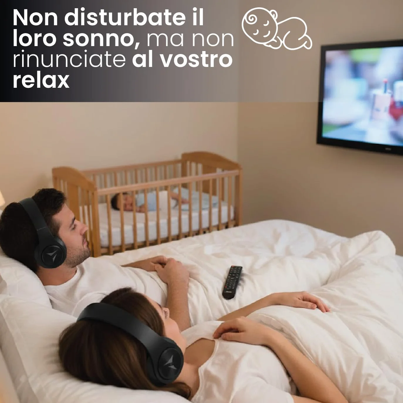 TECHMADE Cuffie Wireless per TV - Ricezione Fino a 30m - Facili da Configurare, Connessione UHF con Ricevitore - Include Adattatore e Cavo AUX, Ottico e Ricarica - Per Adulti, Anziani o Ipoudenti