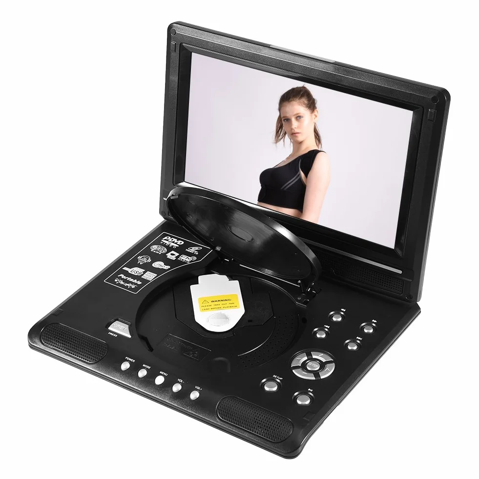 Socobeta Lettore Video Dvd Girevole LCD Portatile da 9 Pollici Widescreen Radio Gioco SD USB AV CD VCD(Spina UE)